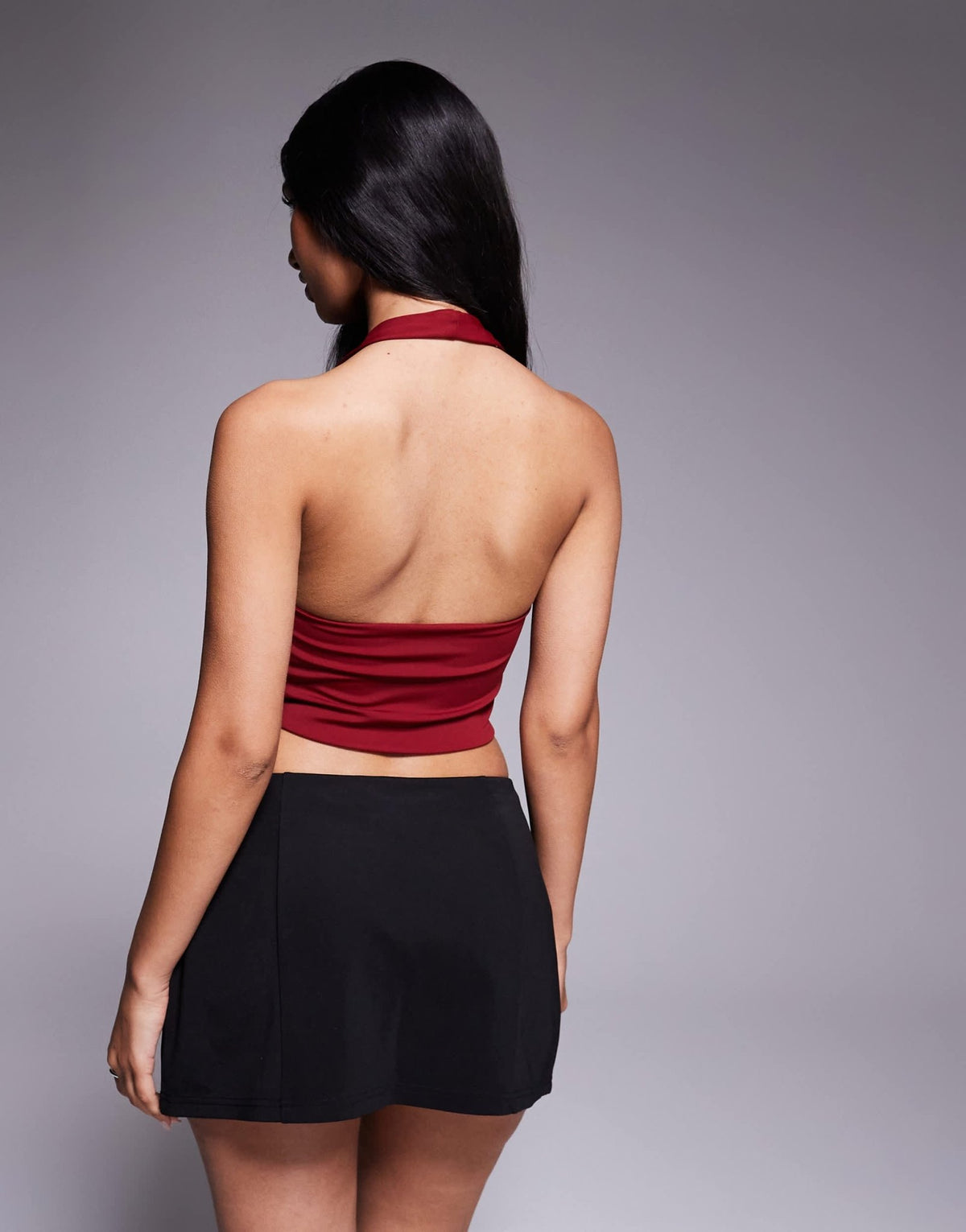 ASOS DESIGN Sculpting halter neck crop top in merlot - ASOS Sample Sale