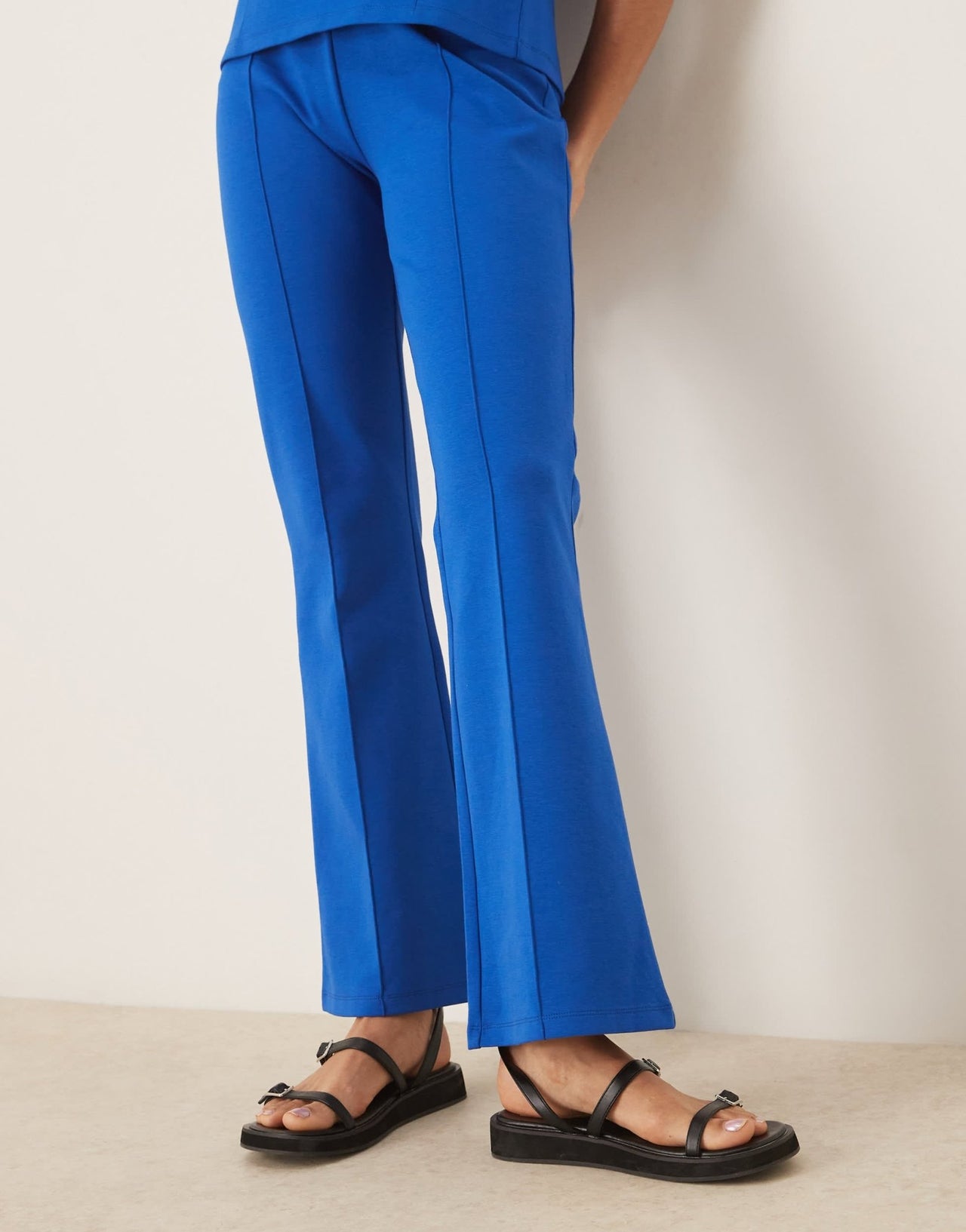 ASOS DESIGN seam detail interlock co - ord flared trouser in navy - ASOS Sample Sale