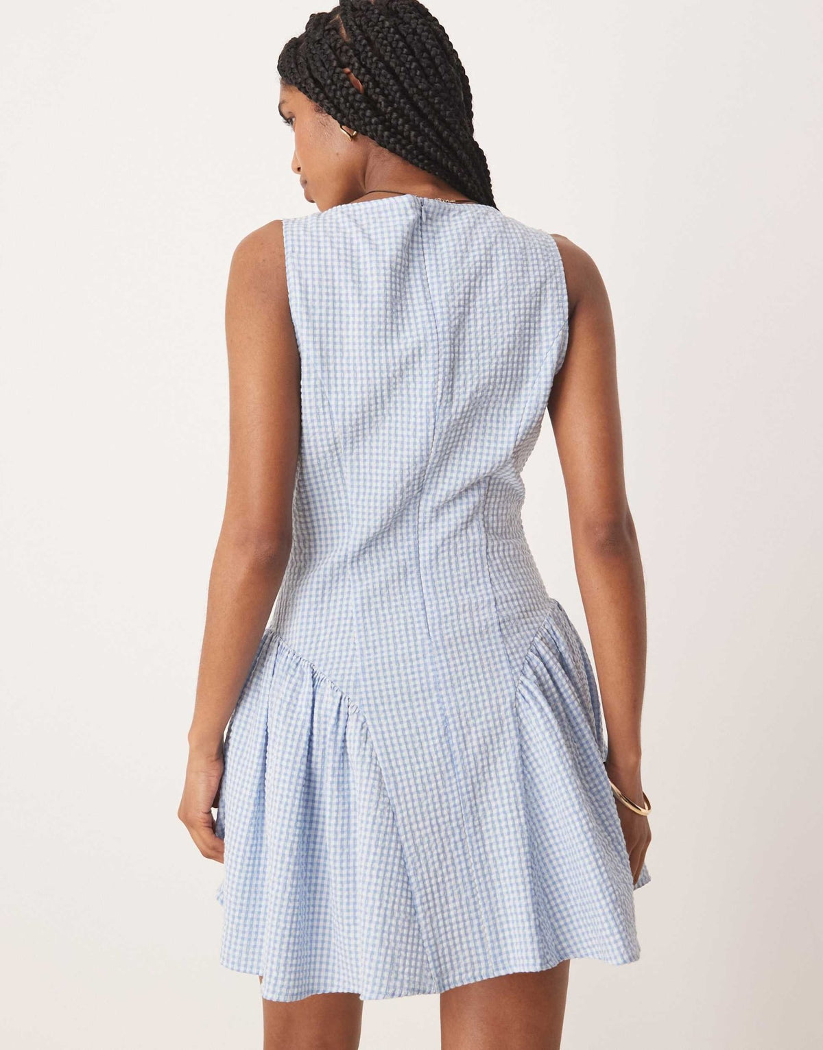 ASOS DESIGN seam detail mini dress in blue gingham - ASOS Sample Sale