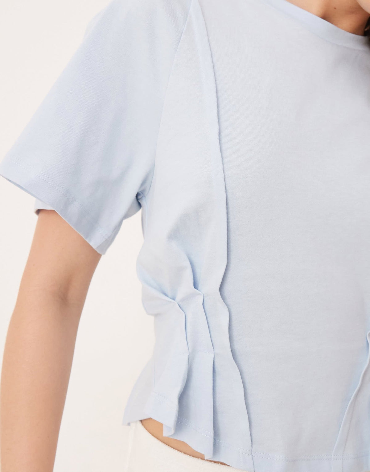 ASOS DESIGN seam detail short sleeve corset waist t-shirt in baby blue - ASOS Sample Sale