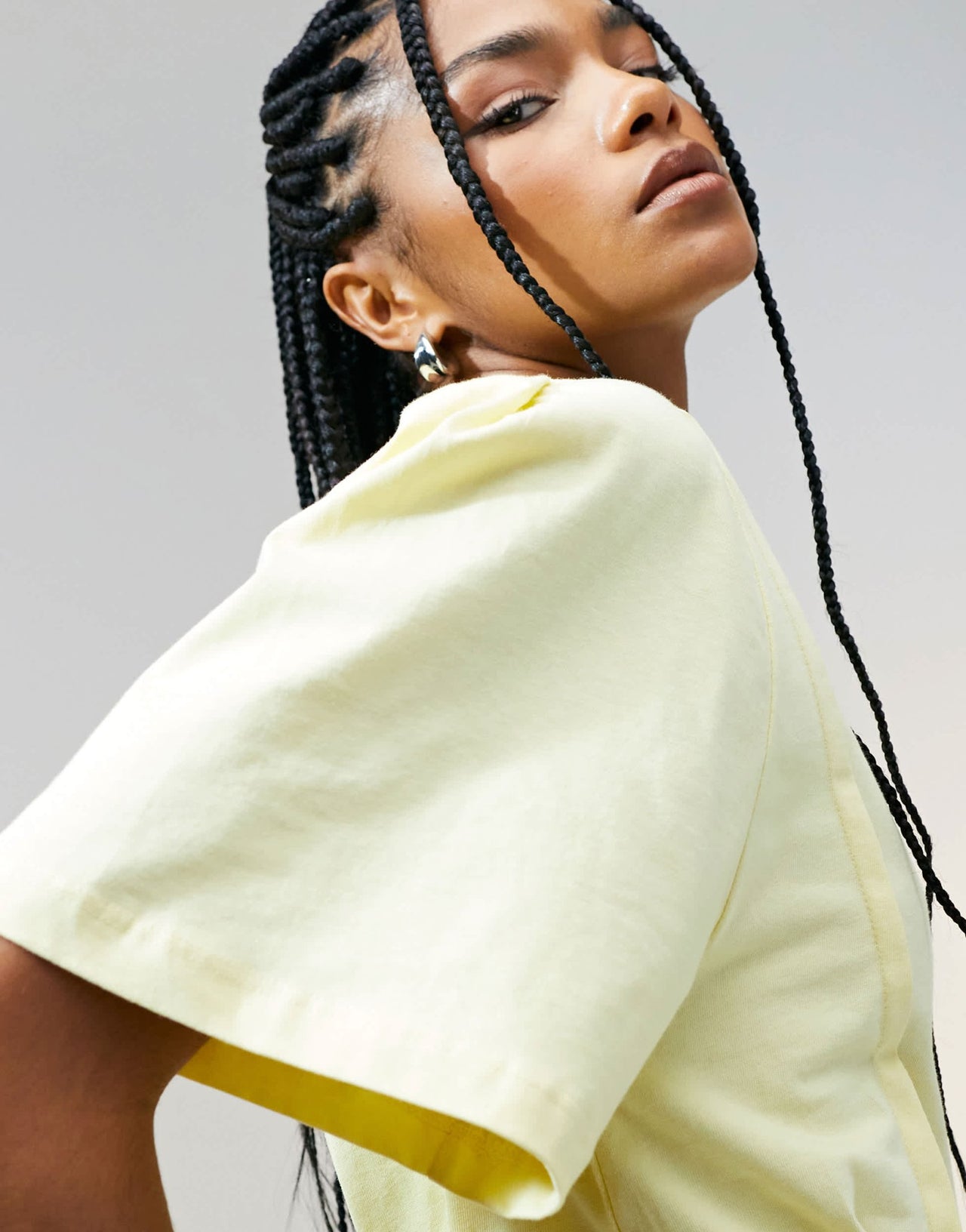 ASOS DESIGN seam detail short sleeve corset waist t-shirt in buttermilk - ASOS Sample Sale