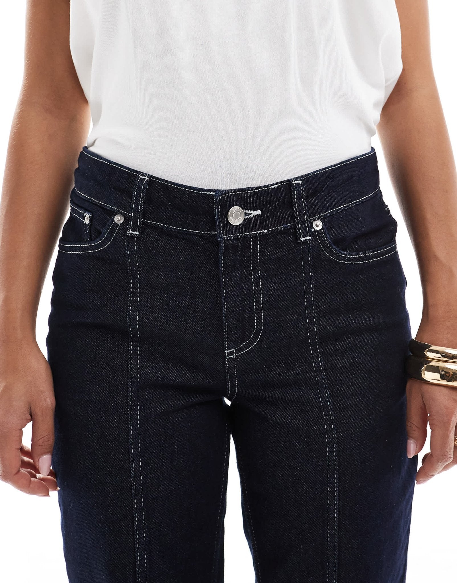 ASOS DESIGN seam front straight jean in indigo - ASOS Sample Sale