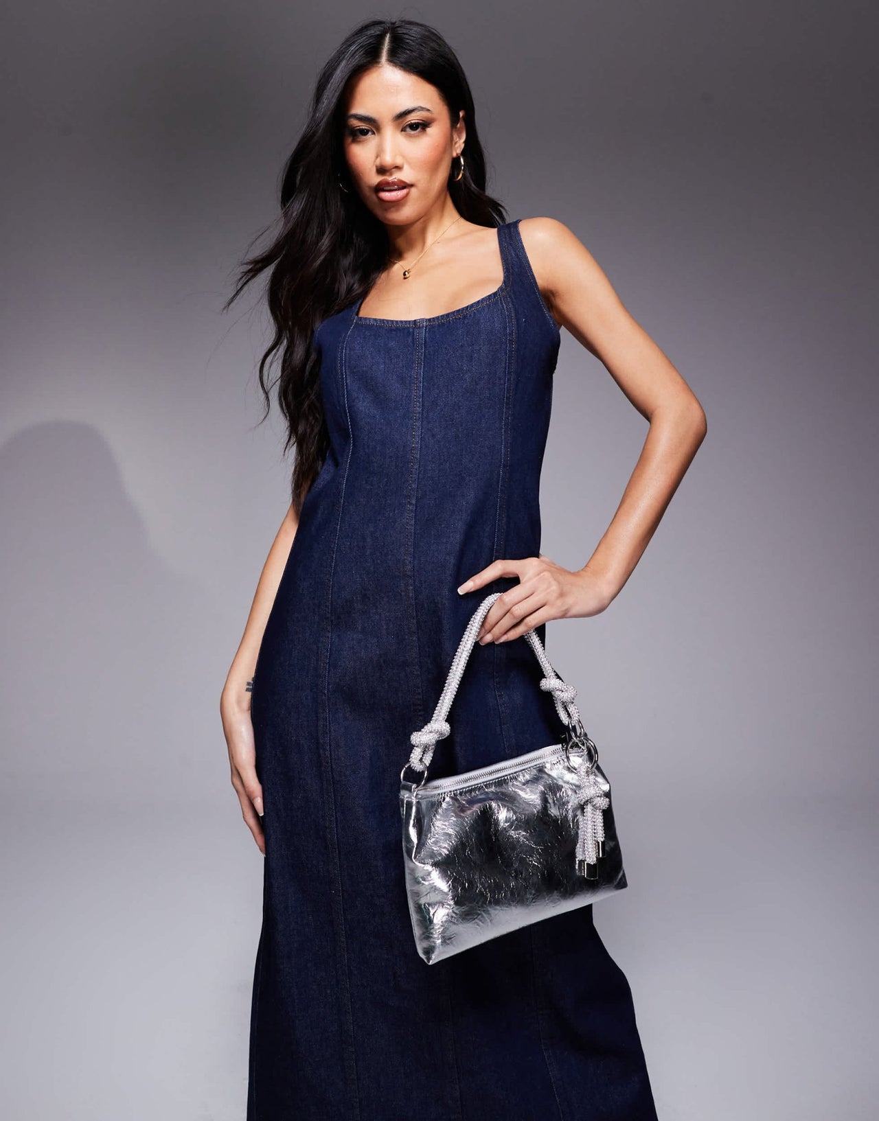 ASOS DESIGN seamed denim maxi dress in indigo - ASOS Sample Sale