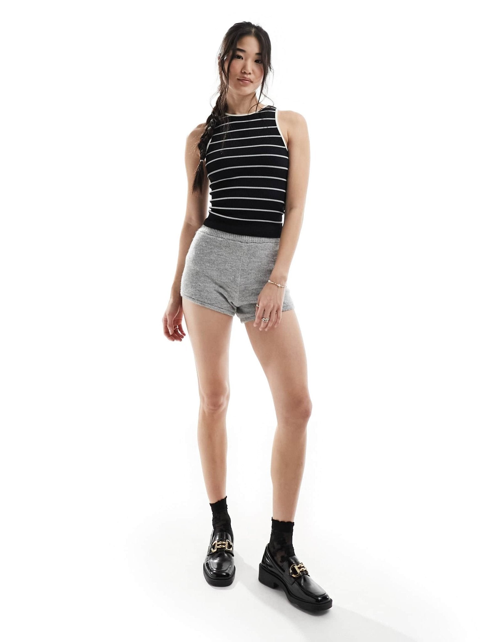 ASOS DESIGN seamless sculpting 90s contrast edge tank in black micro stripe - ASOS Sample Sale