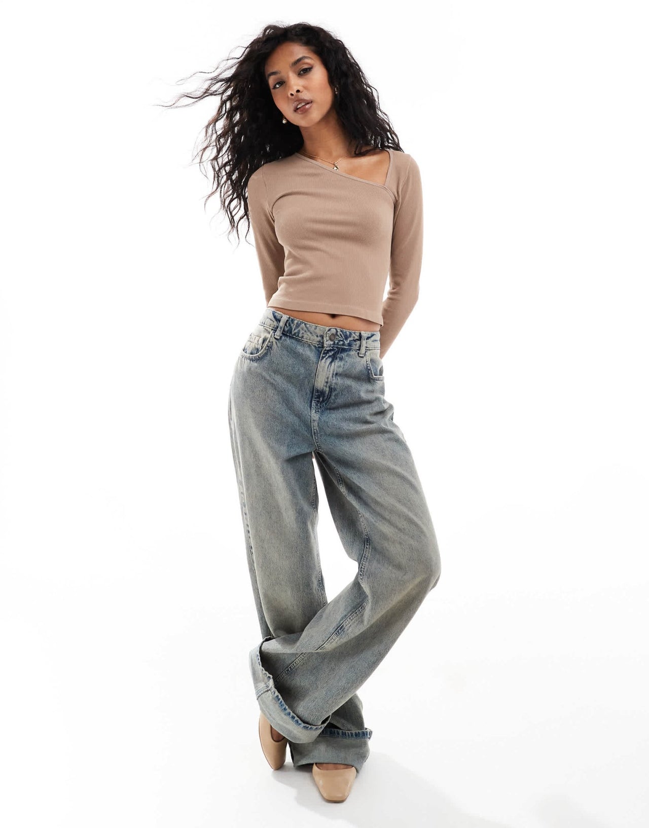 ASOS DESIGN seamless sculpting asymmetric neckline top - MOCHA - ASOS Sample Sale
