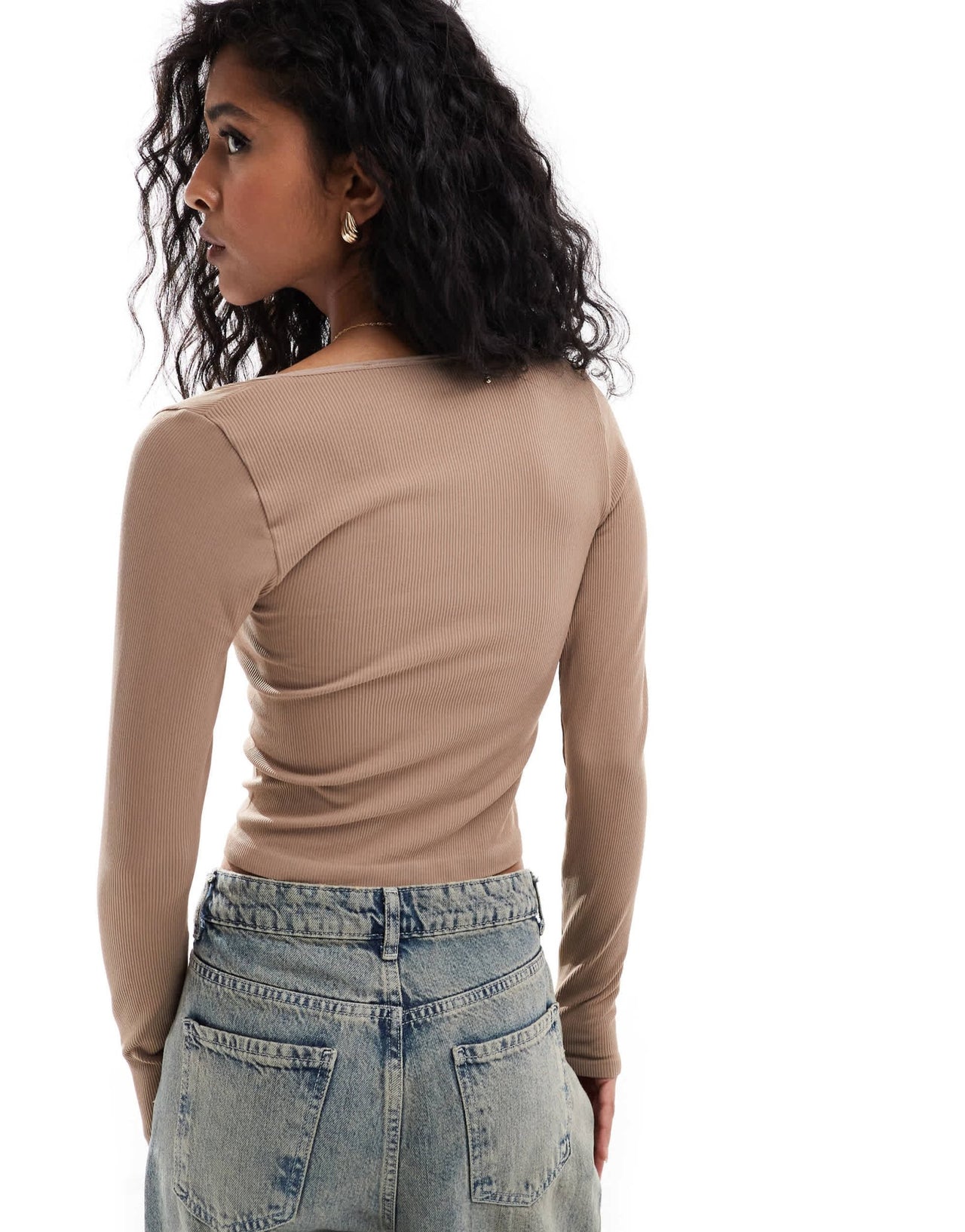 ASOS DESIGN seamless sculpting asymmetric neckline top - MOCHA - ASOS Sample Sale