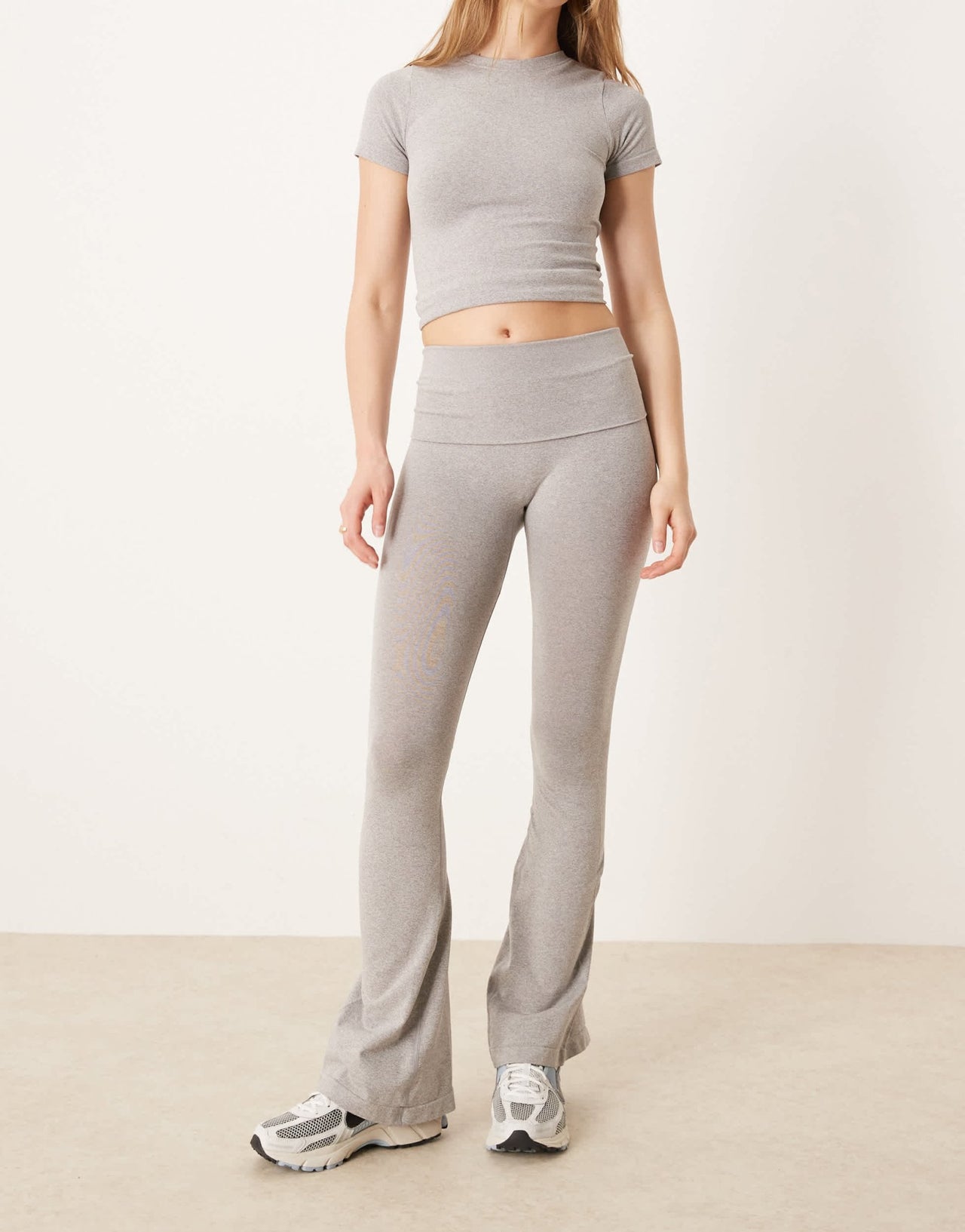 ASOS DESIGN seamless sculpting fold waist flare trouser co - ord in grey marl - ASOS Sample Sale