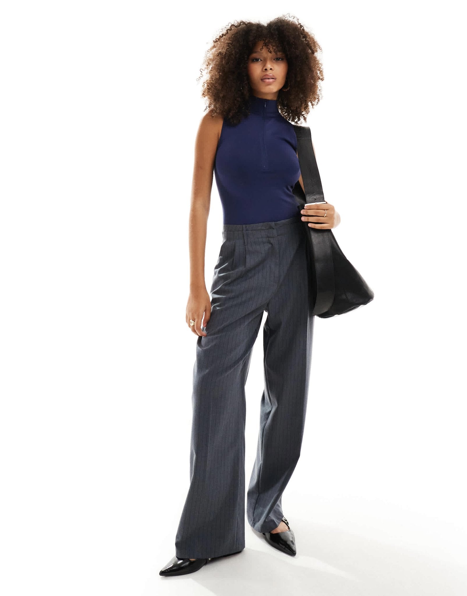 ASOS DESIGN seamless sculpting half zip sleeveless bodysuit in navy - ASOS Sample Sale