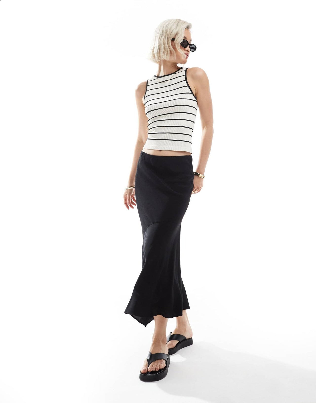 ASOS DESIGN seamless sculpting stripe tank top in cream - ASOS Sample Sale