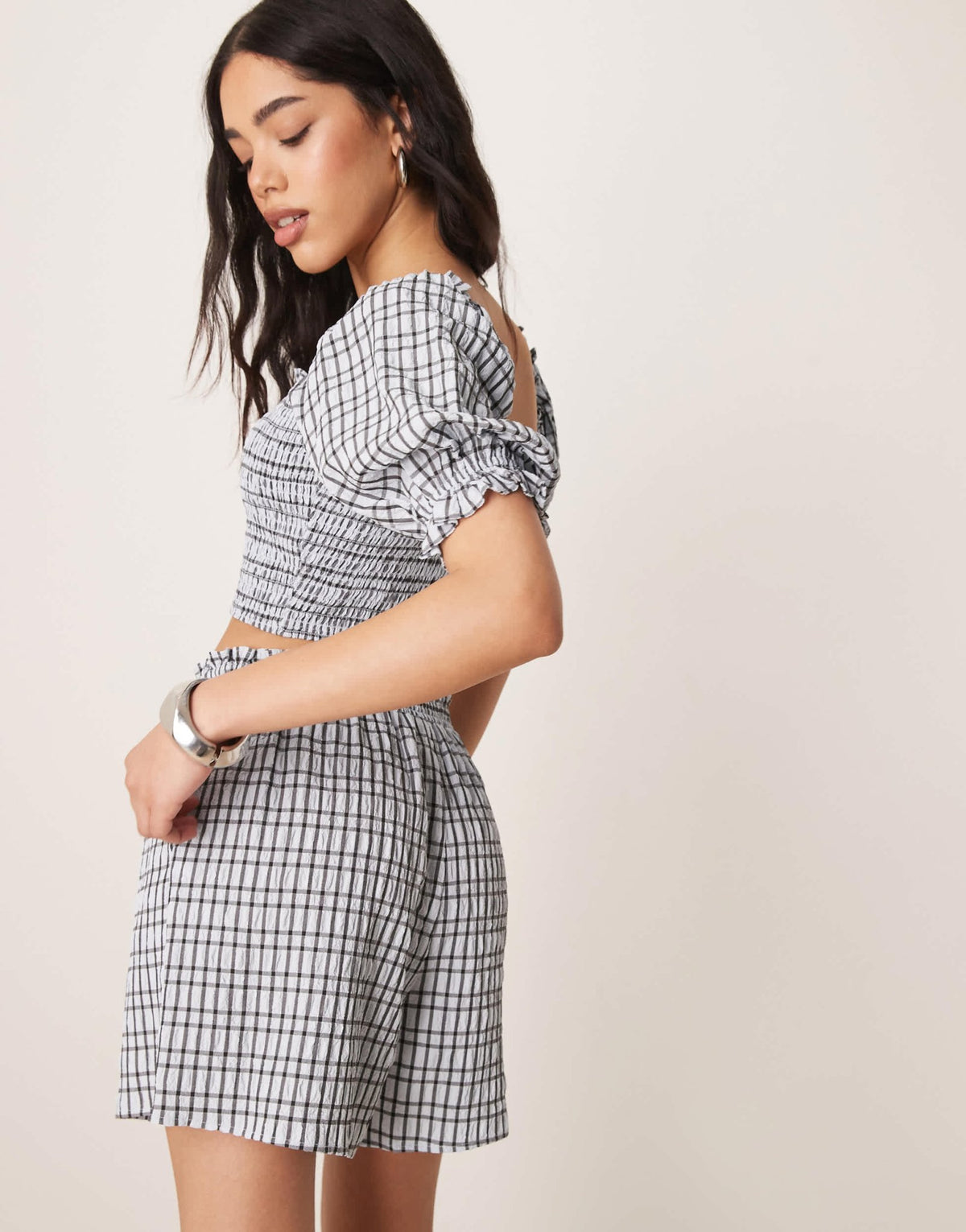 ASOS DESIGN seersucker check shorts co-ord in blue - ASOS Sample Sale