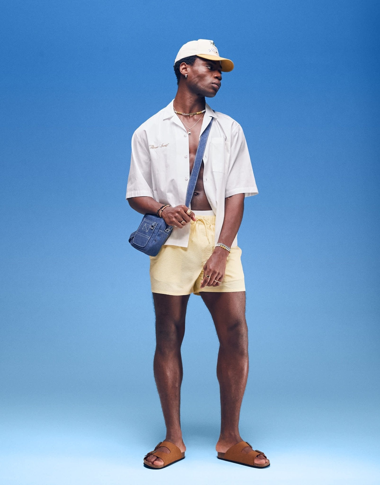 ASOS DESIGN seersucker swim shorts in short length in yellow - ASOS Sample Sale