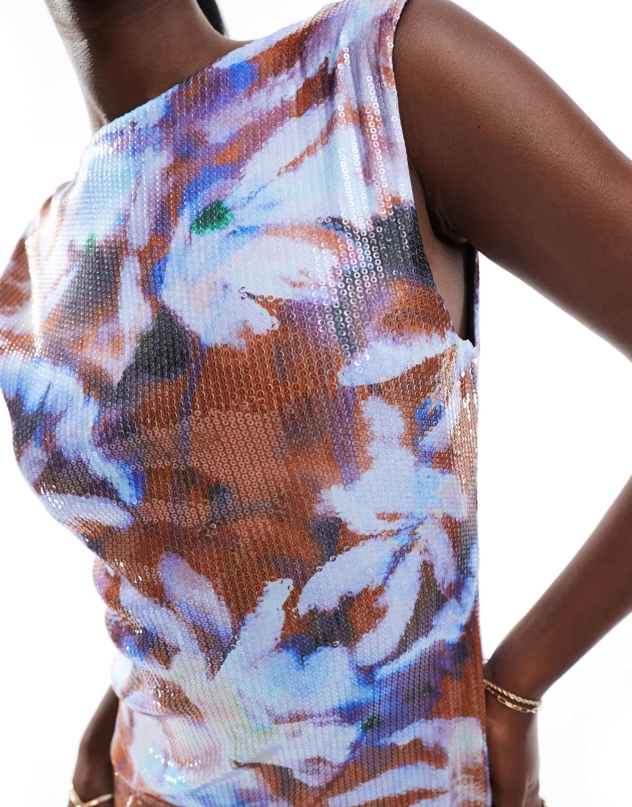 ASOS DESIGN sequin scoop back sleeveless maxi dress in floral print - ASOS Sample Sale