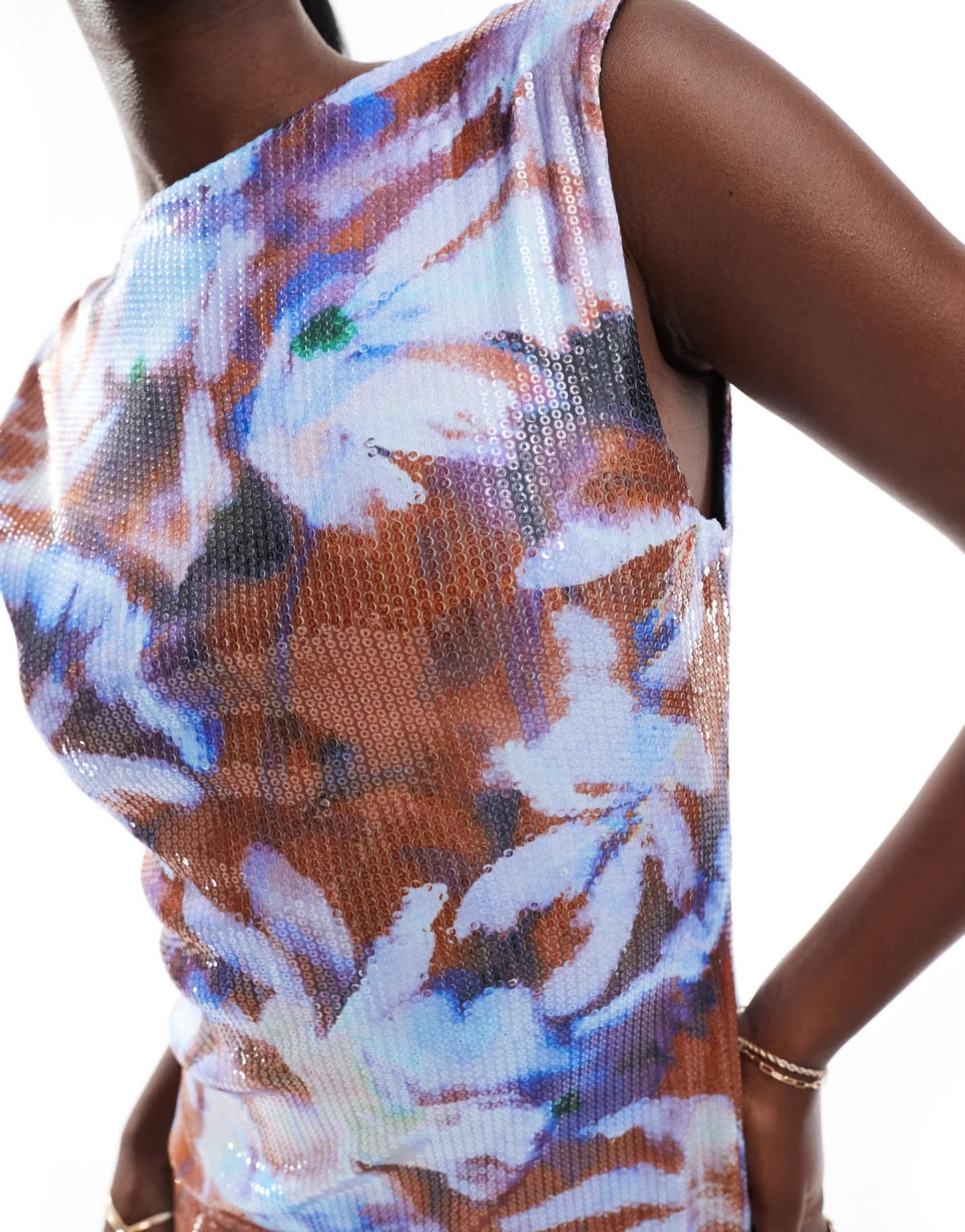 ASOS DESIGN sequin scoop back sleeveless maxi dress in floral print - ASOS Sample Sale