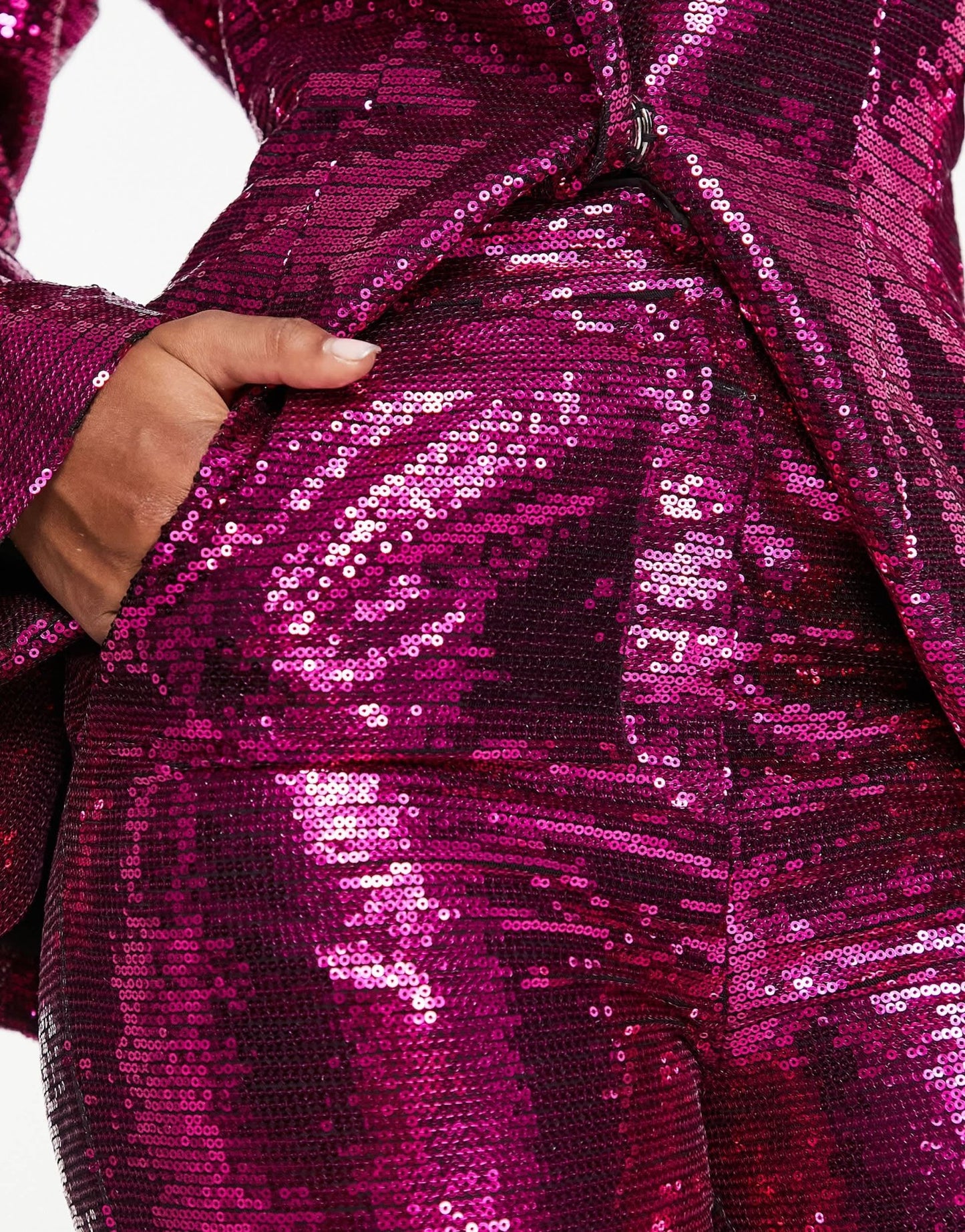 ASOS DESIGN sequin slim straight suit trousers in pink - ASOS Sample Sale