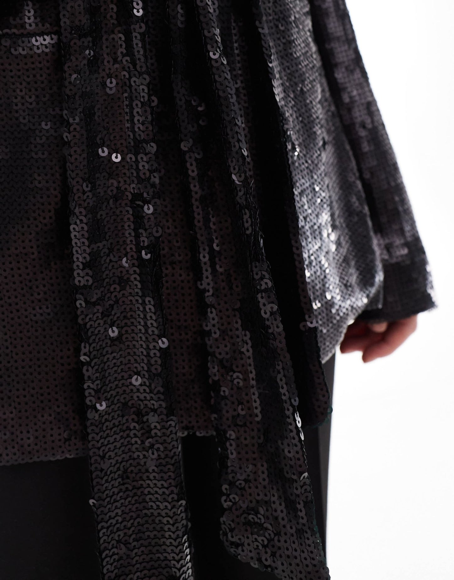 ASOS DESIGN sequin tie waist blazer in black - ASOS Sample Sale