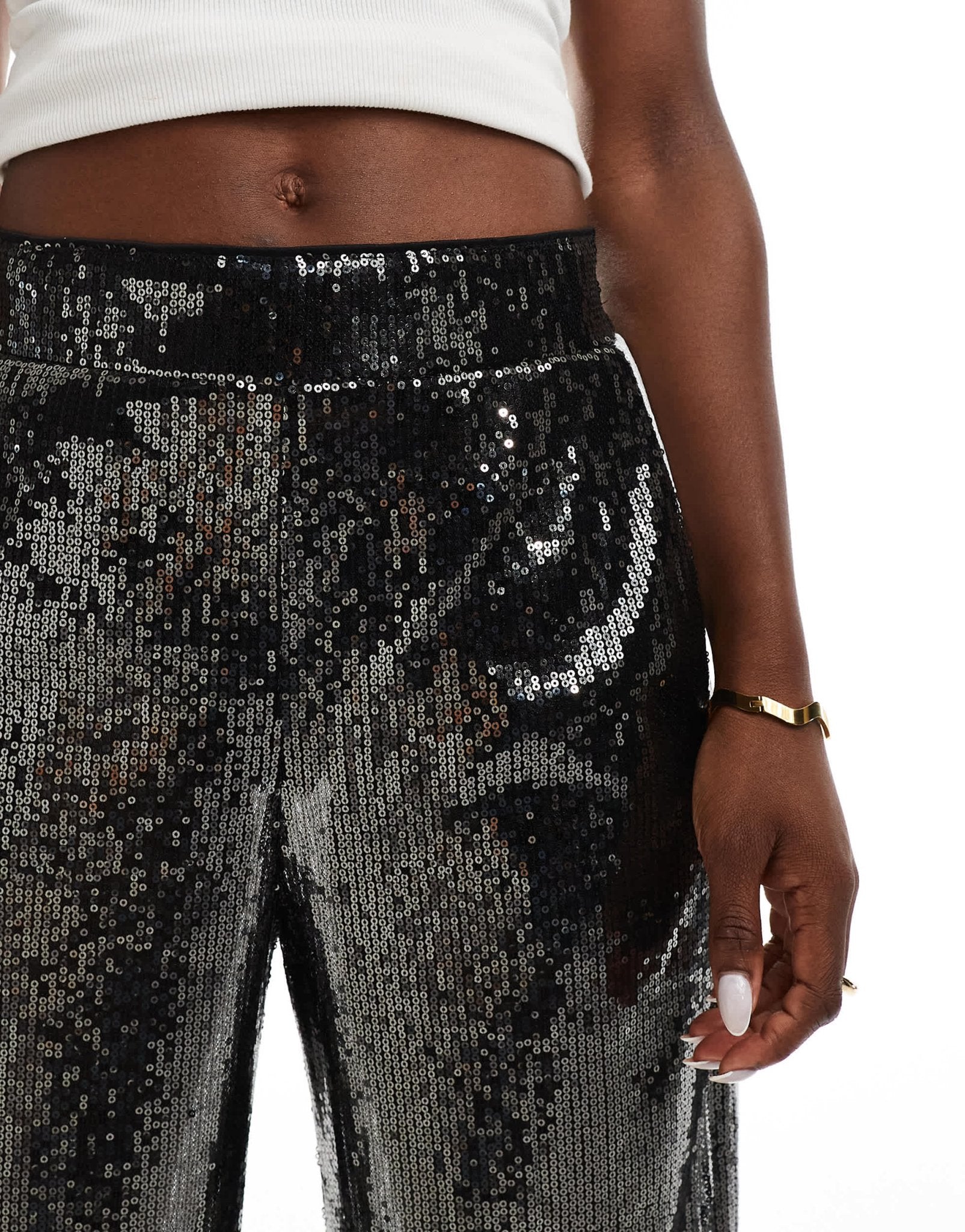 ASOS DESIGN sequin trouser with contrast panel in grey - ASOS Sample Sale