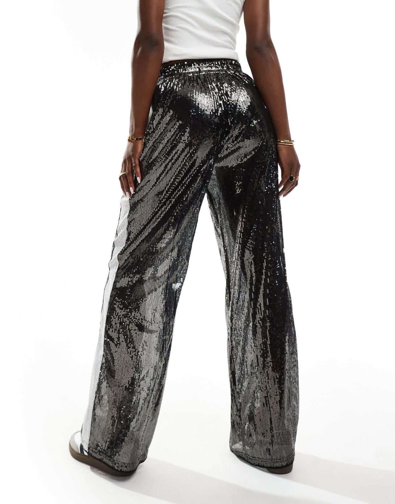 ASOS DESIGN sequin trouser with contrast panel in grey - ASOS Sample Sale