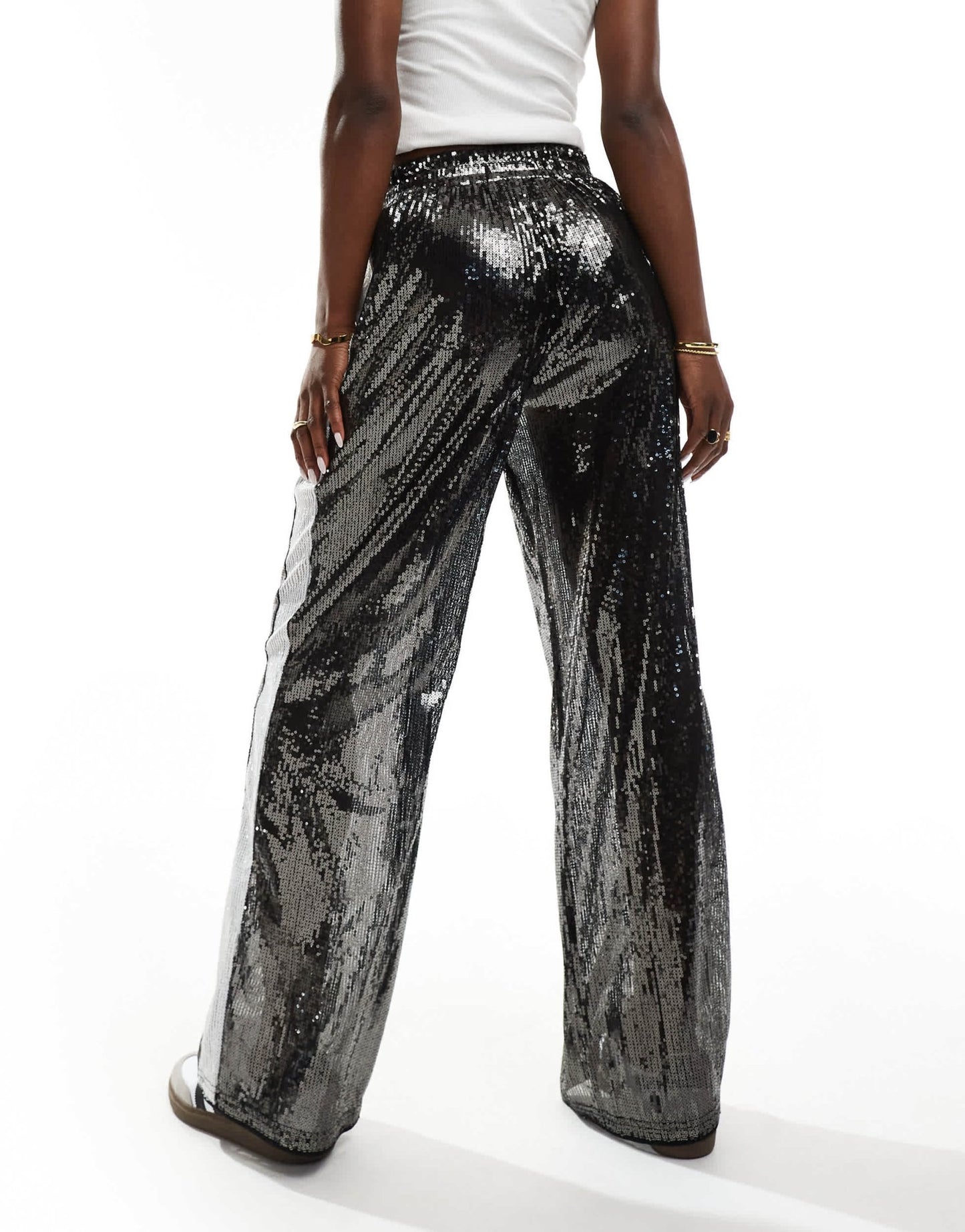 ASOS DESIGN sequin trouser with contrast panel in grey - ASOS Sample Sale