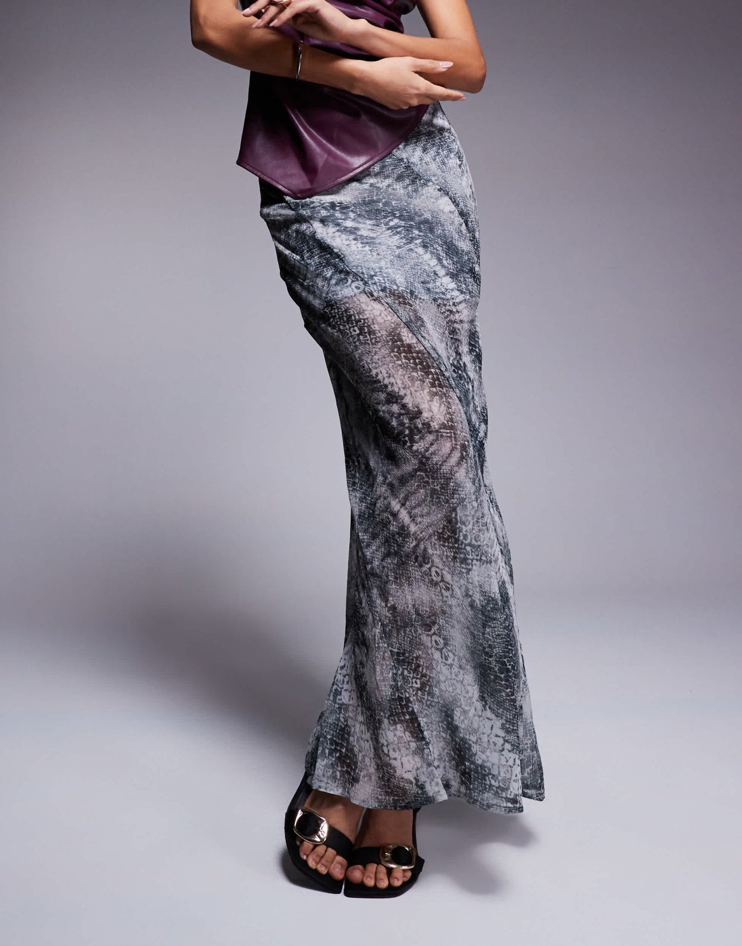 ASOS DESIGN sheer maxi skirt in snake print - ASOS Sample Sale