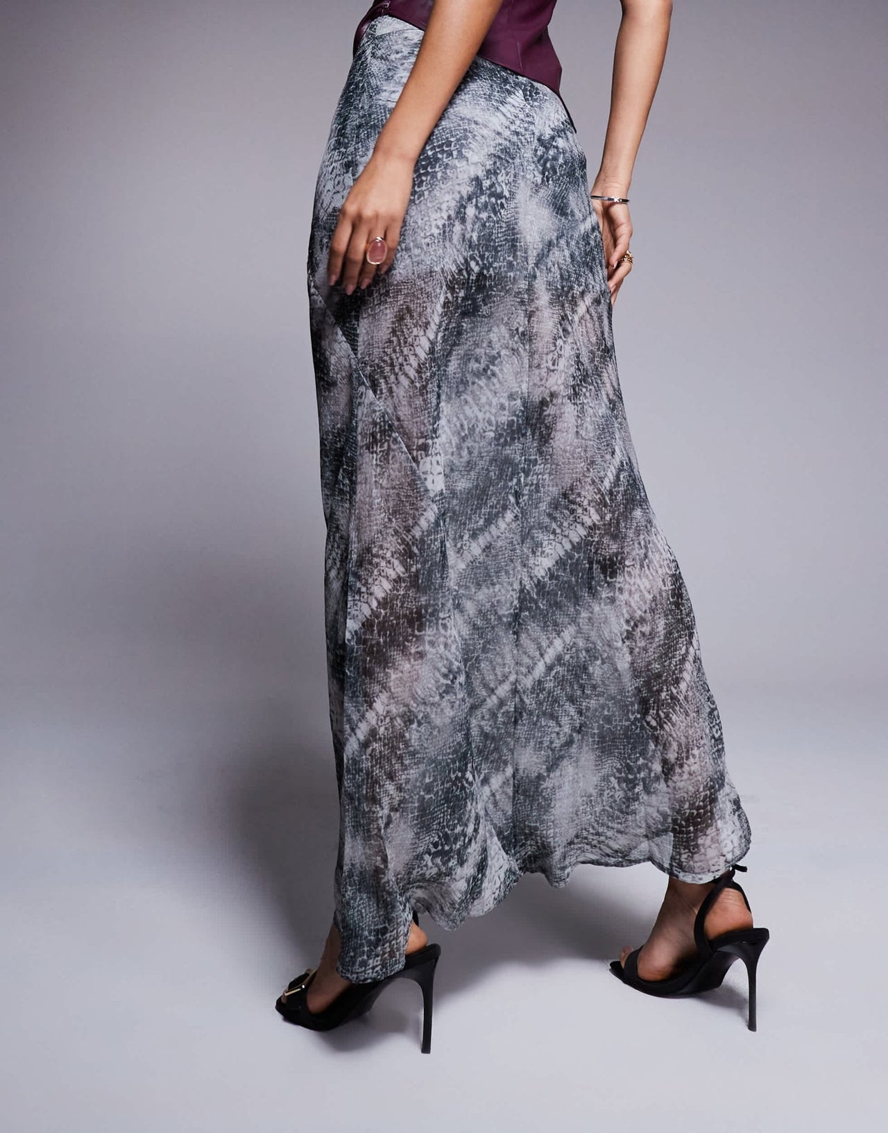 ASOS DESIGN sheer maxi skirt in snake print - ASOS Sample Sale
