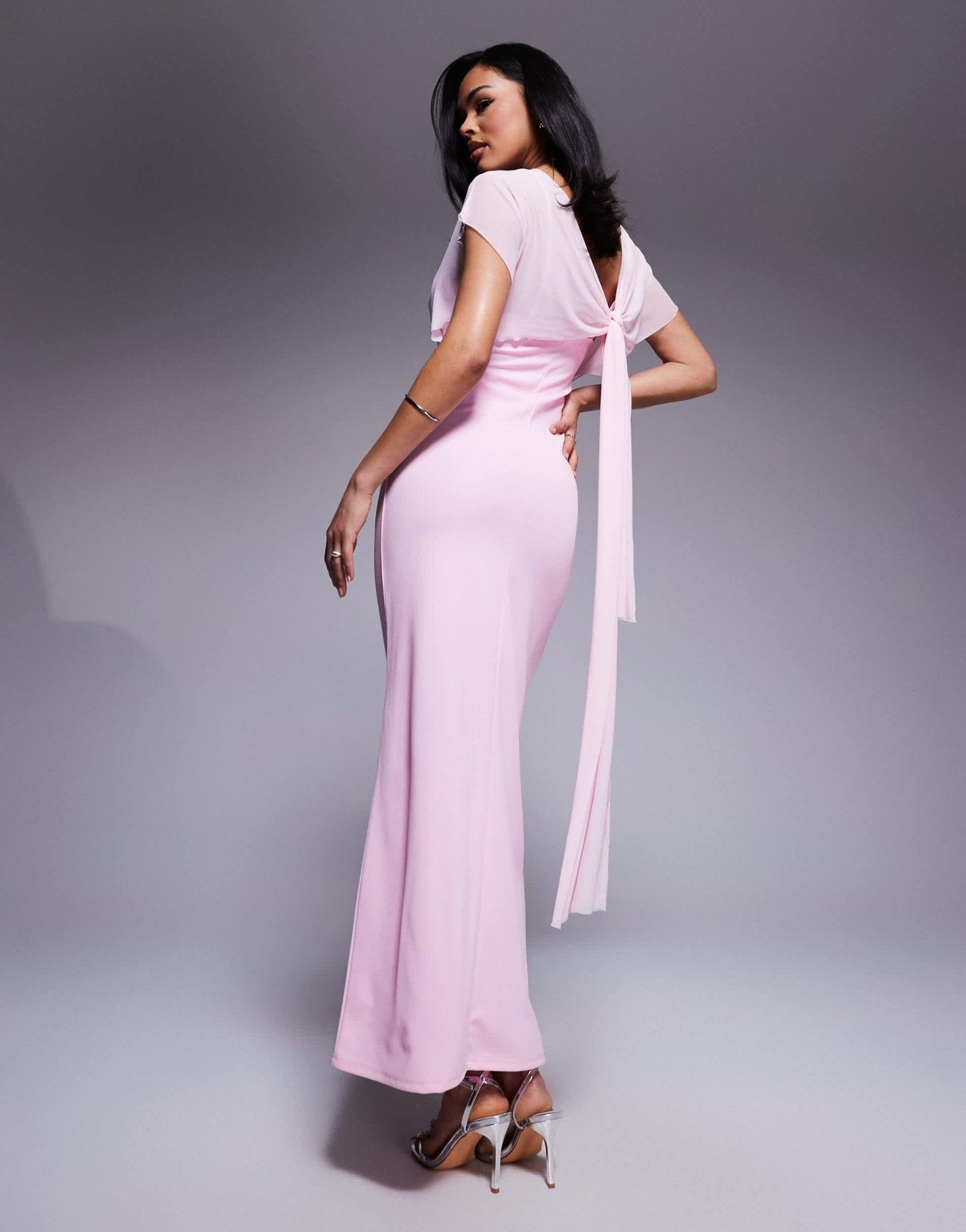 ASOS DESIGN sheer overlay maxi dress in light pink - ASOS Sample Sale