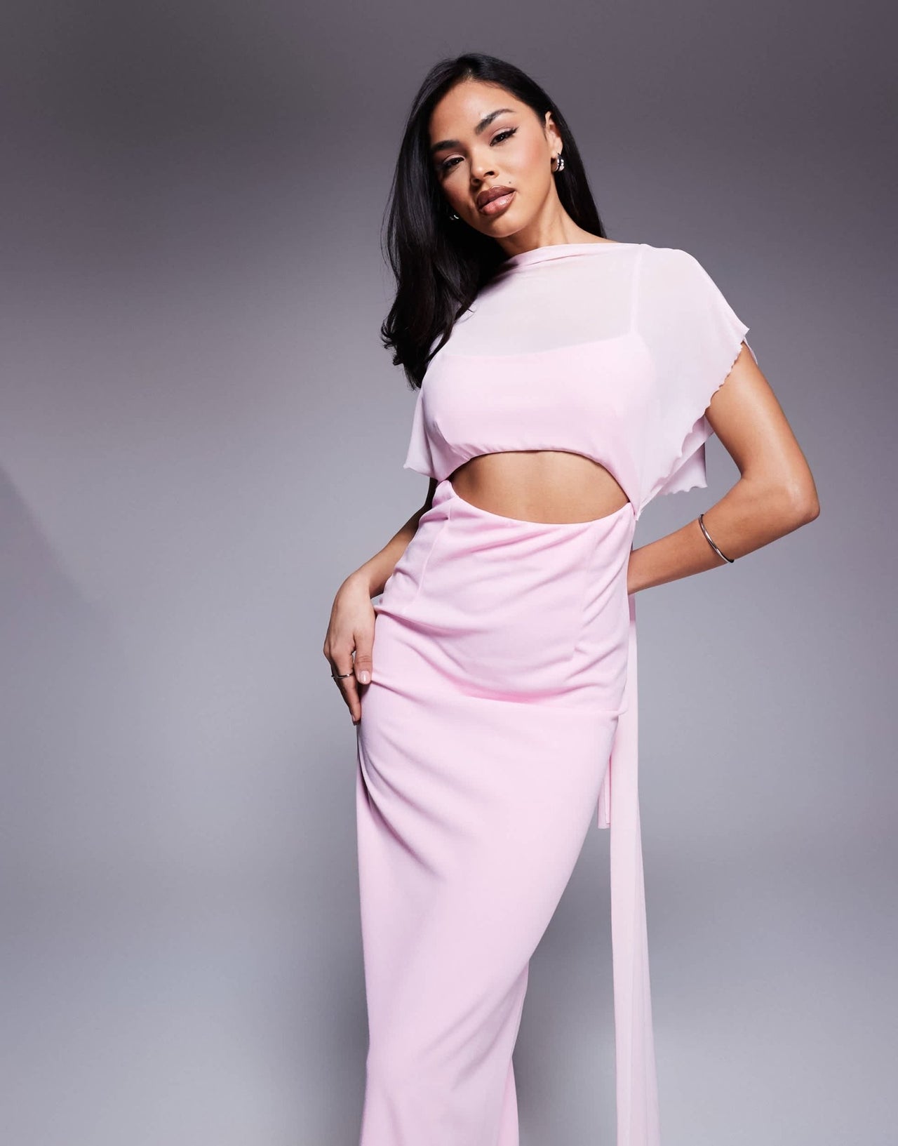 ASOS DESIGN sheer overlay maxi dress in light pink - ASOS Sample Sale
