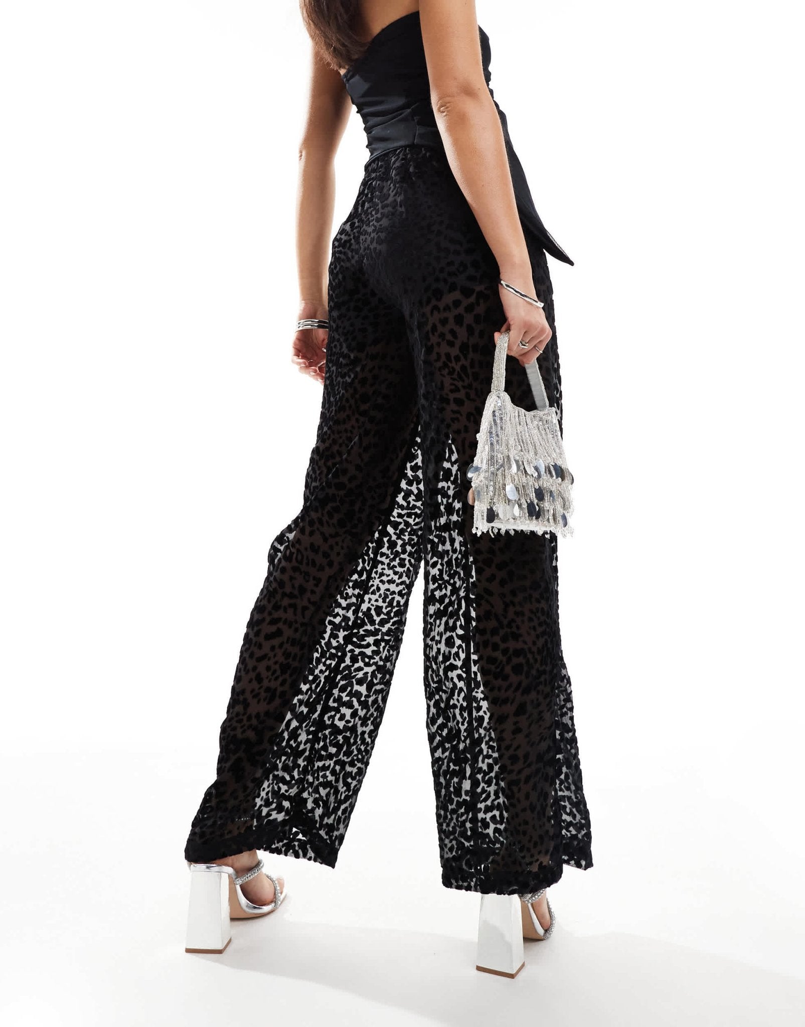 ASOS DESIGN sheer pull on trousers in black burnout animal print - ASOS Sample Sale