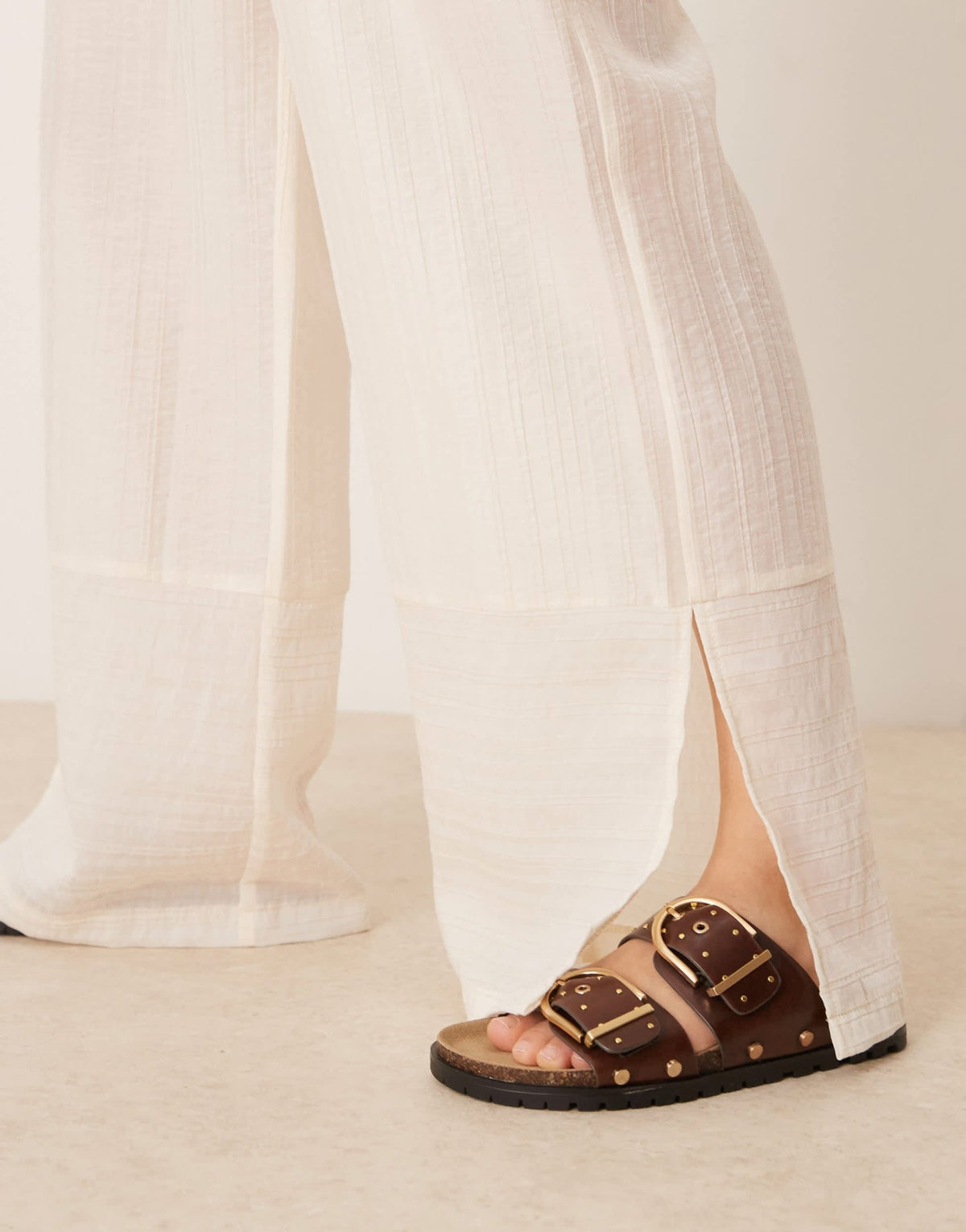 ASOS DESIGN sheer textured wide leg trousers co-ord in off white - ASOS Sample Sale
