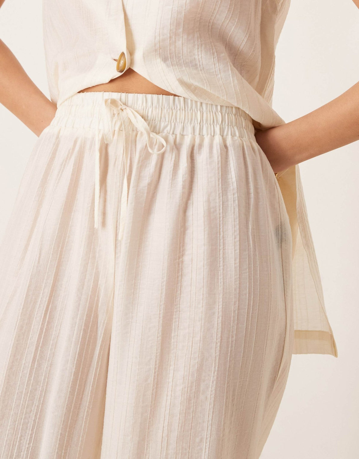 ASOS DESIGN sheer textured wide leg trousers co-ord in off white - ASOS Sample Sale