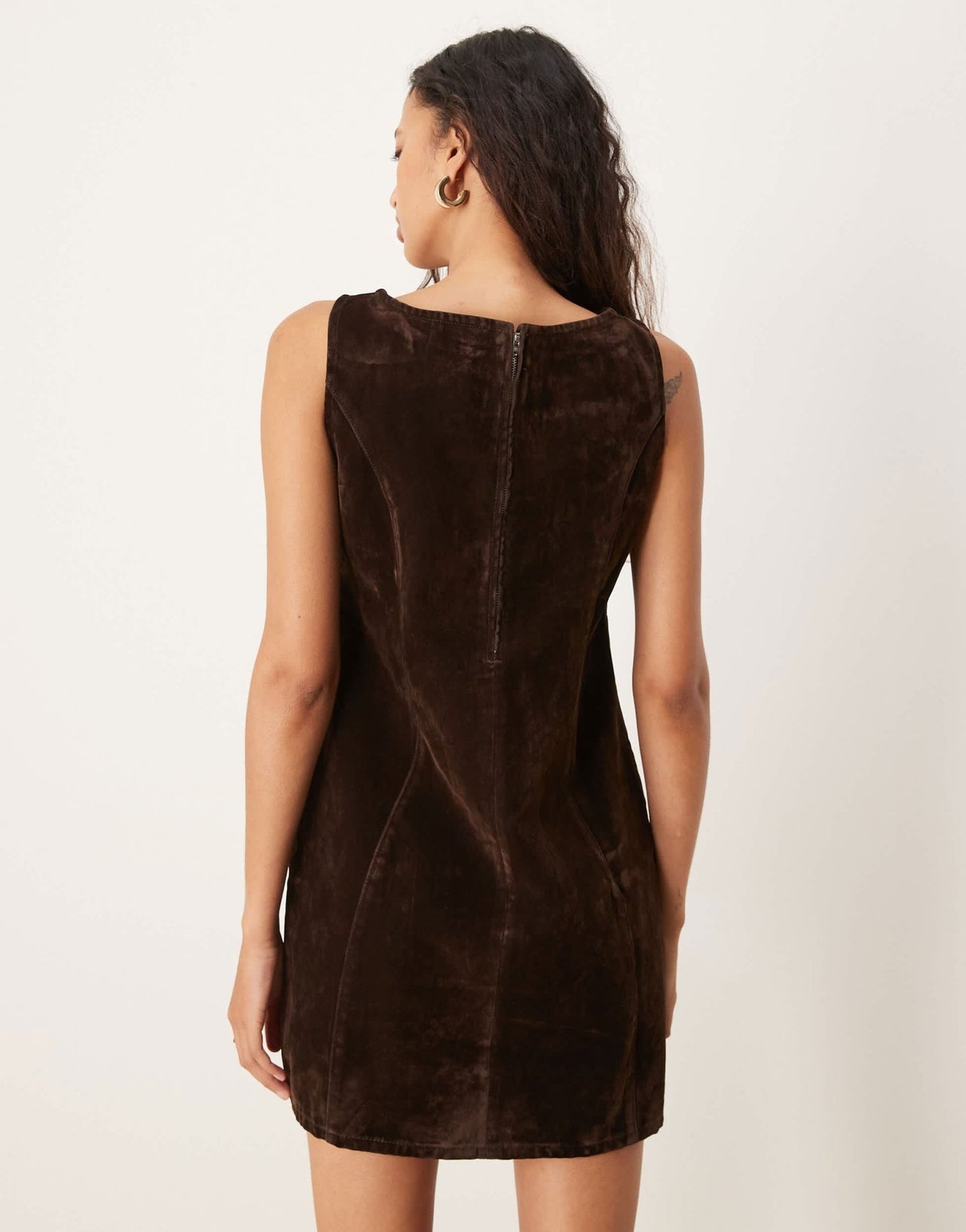 ASOS DESIGN shift dress in brown flocked denim - ASOS Sample Sale