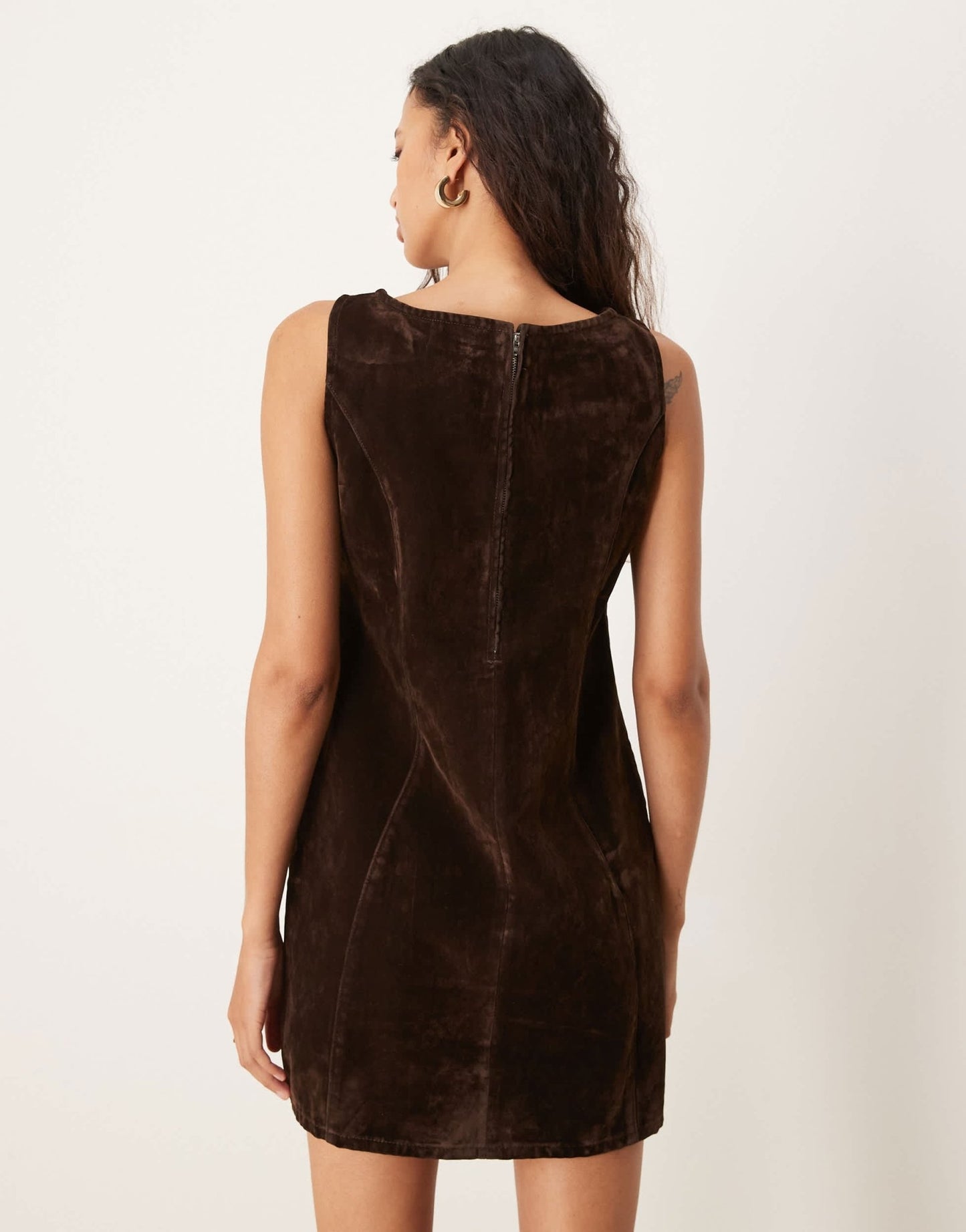 ASOS DESIGN shift dress in brown flocked denim - ASOS Sample Sale