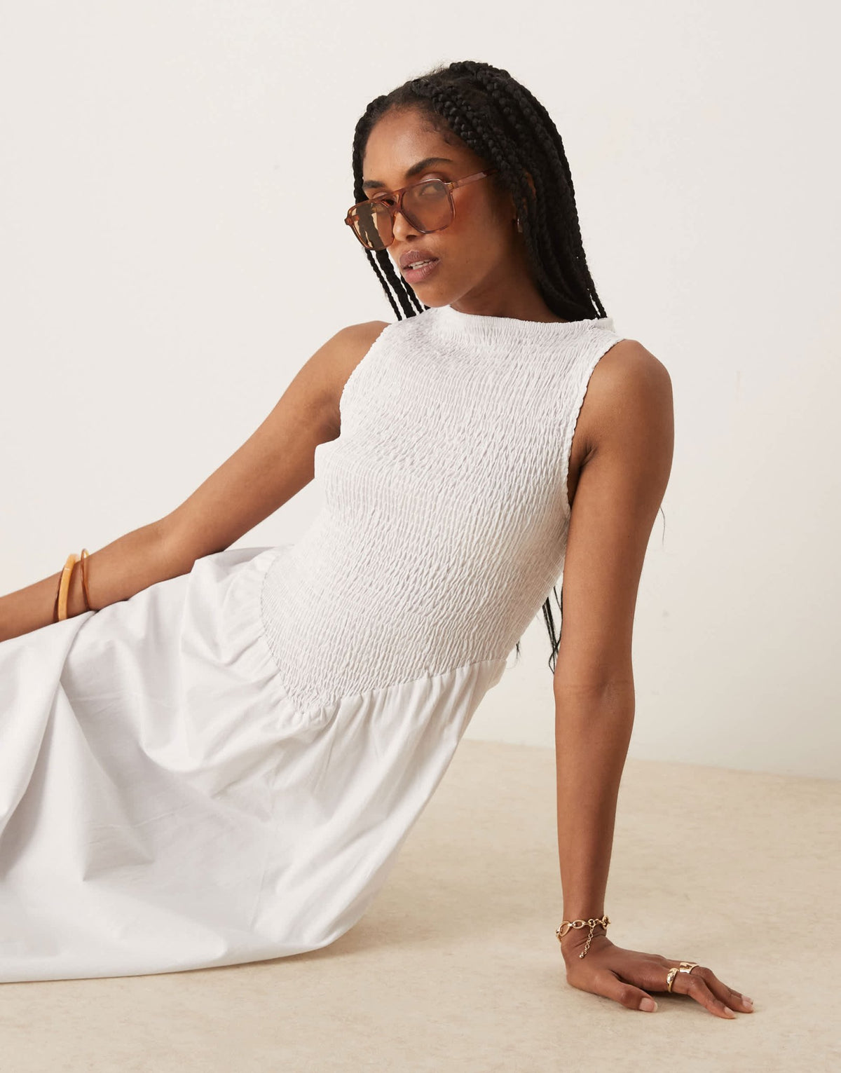 ASOS DESIGN shirred bodice maxi dress in white - ASOS Sample Sale
