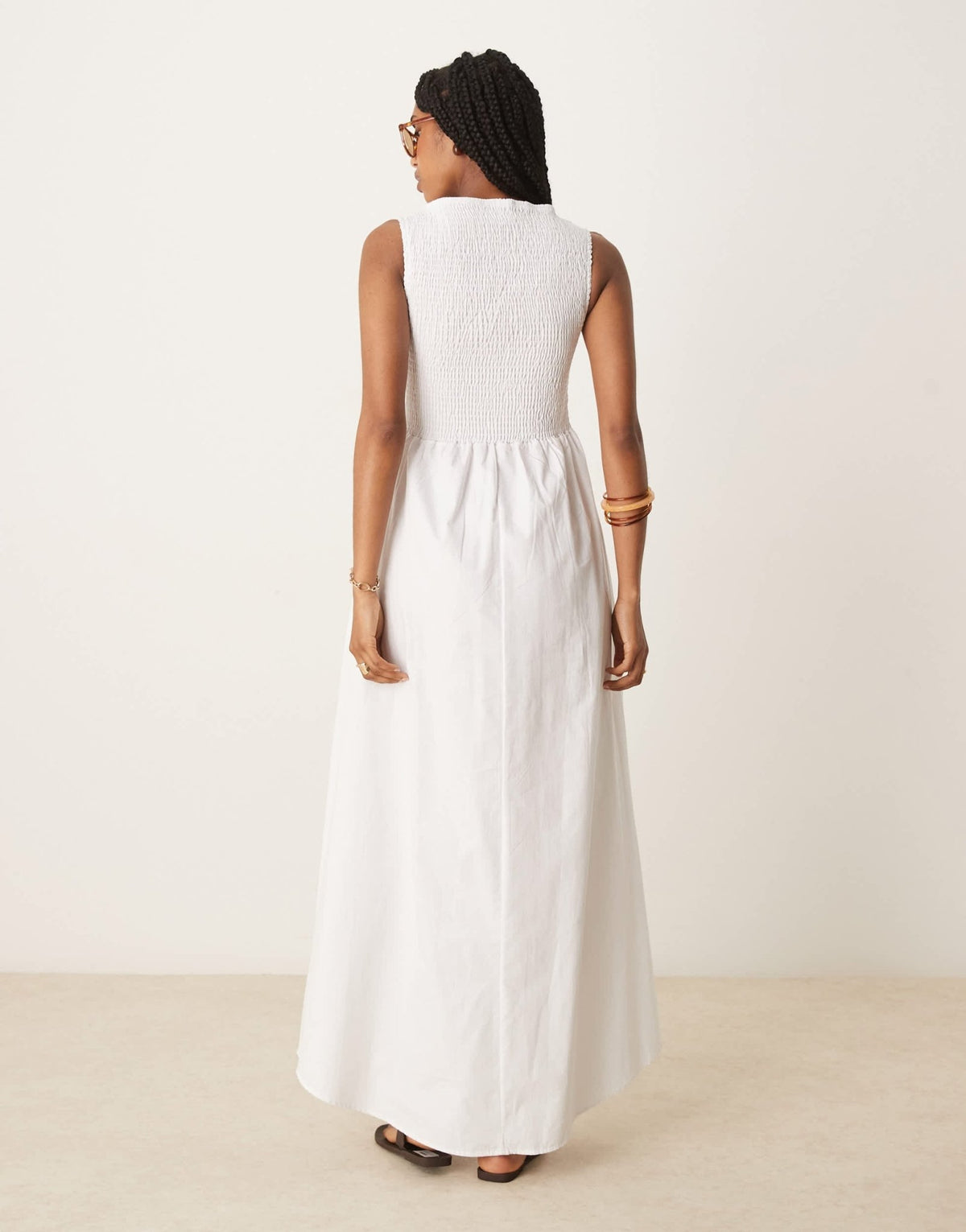ASOS DESIGN shirred bodice maxi dress in white - ASOS Sample Sale
