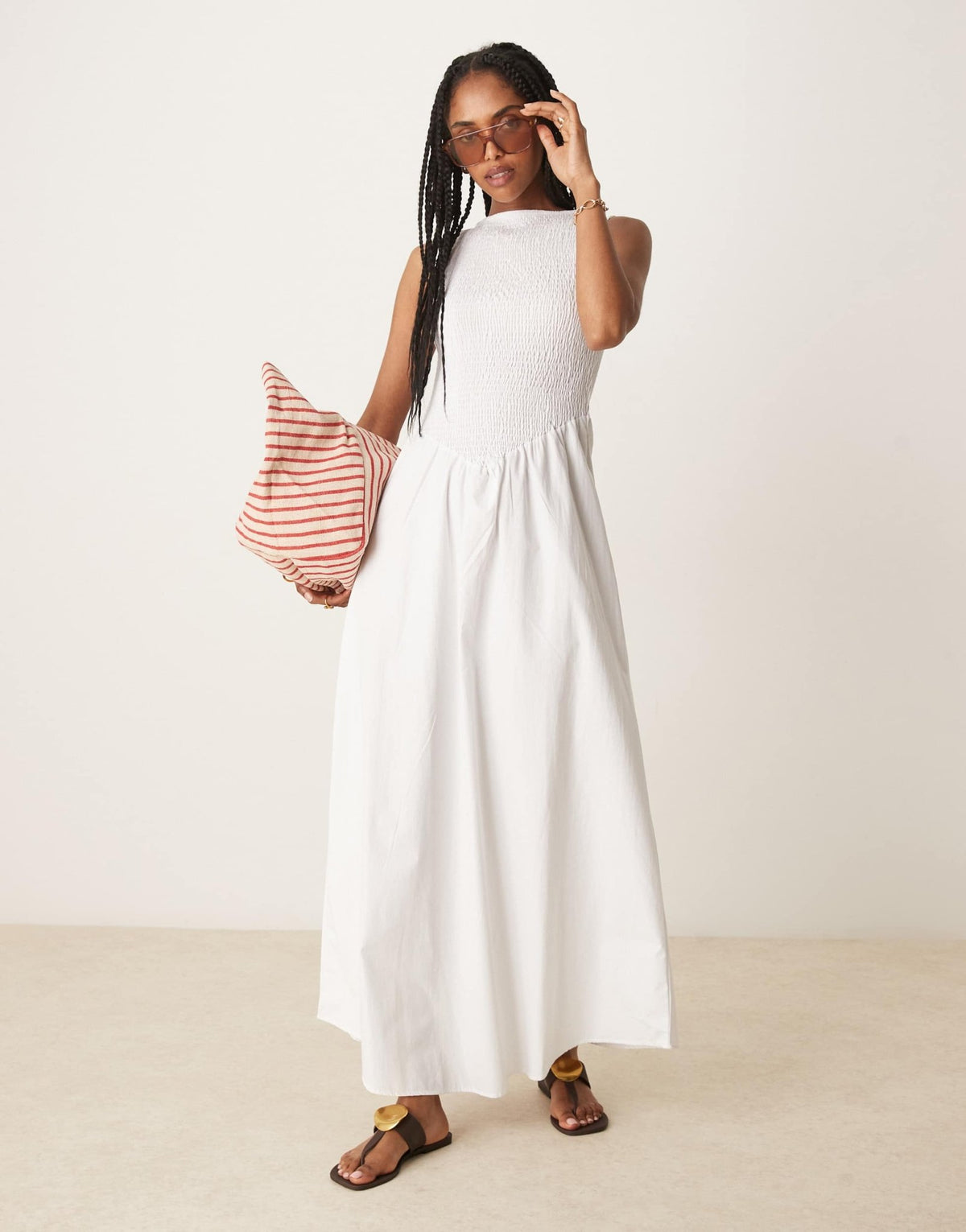 ASOS DESIGN shirred bodice maxi dress in white - ASOS Sample Sale