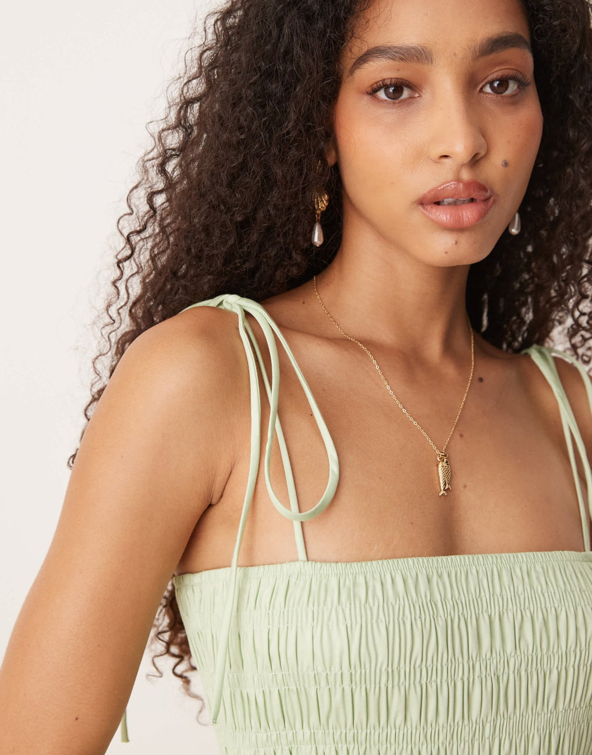 ASOS DESIGN shirred bust cotton poplin midi dress in sage - ASOS Sample Sale