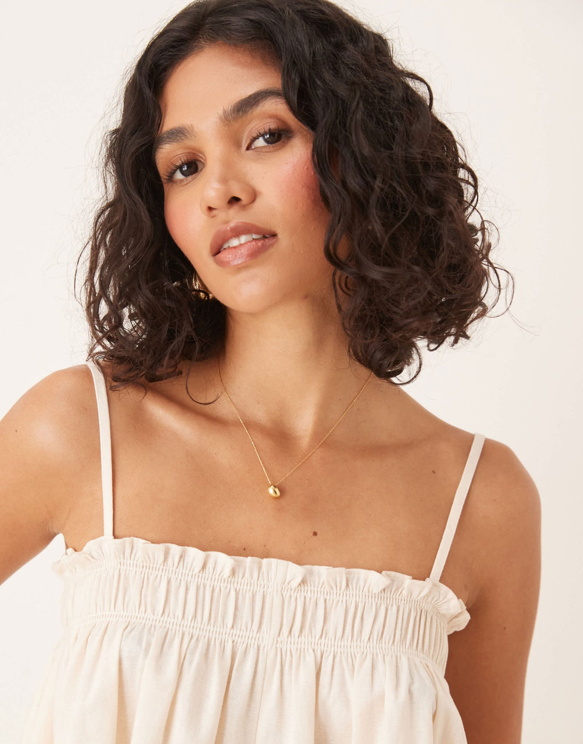 ASOS DESIGN shirred cami top co-ord in cream - ASOS Sample Sale