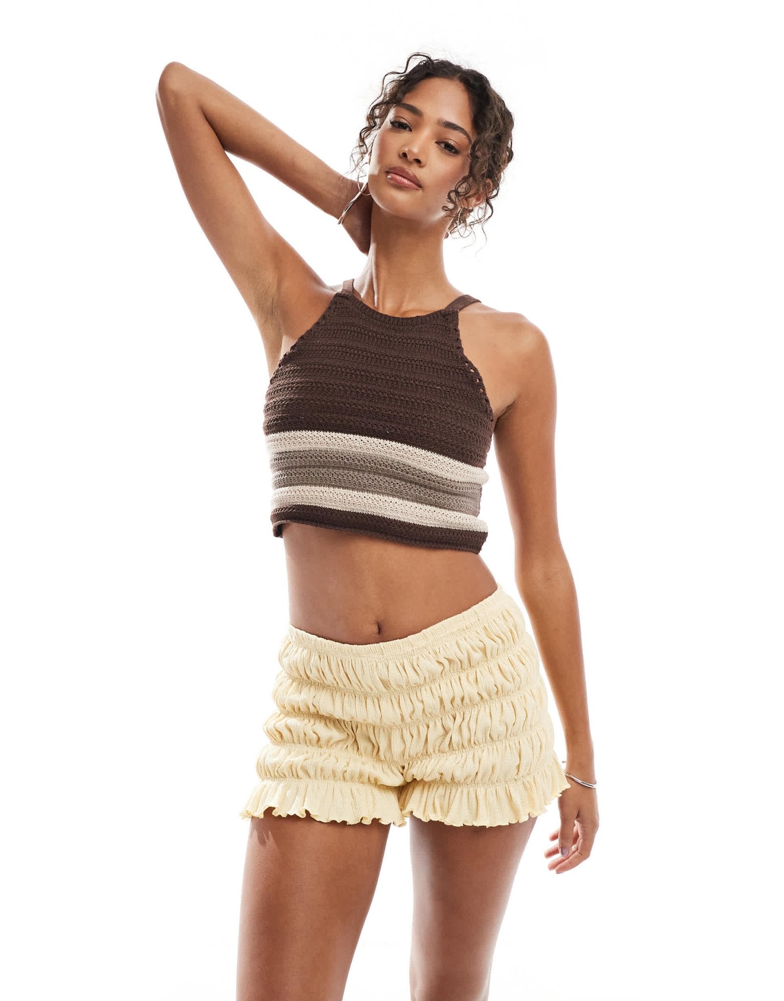 ASOS DESIGN shirred texture micro shorts in buttermilk - ASOS Sample Sale