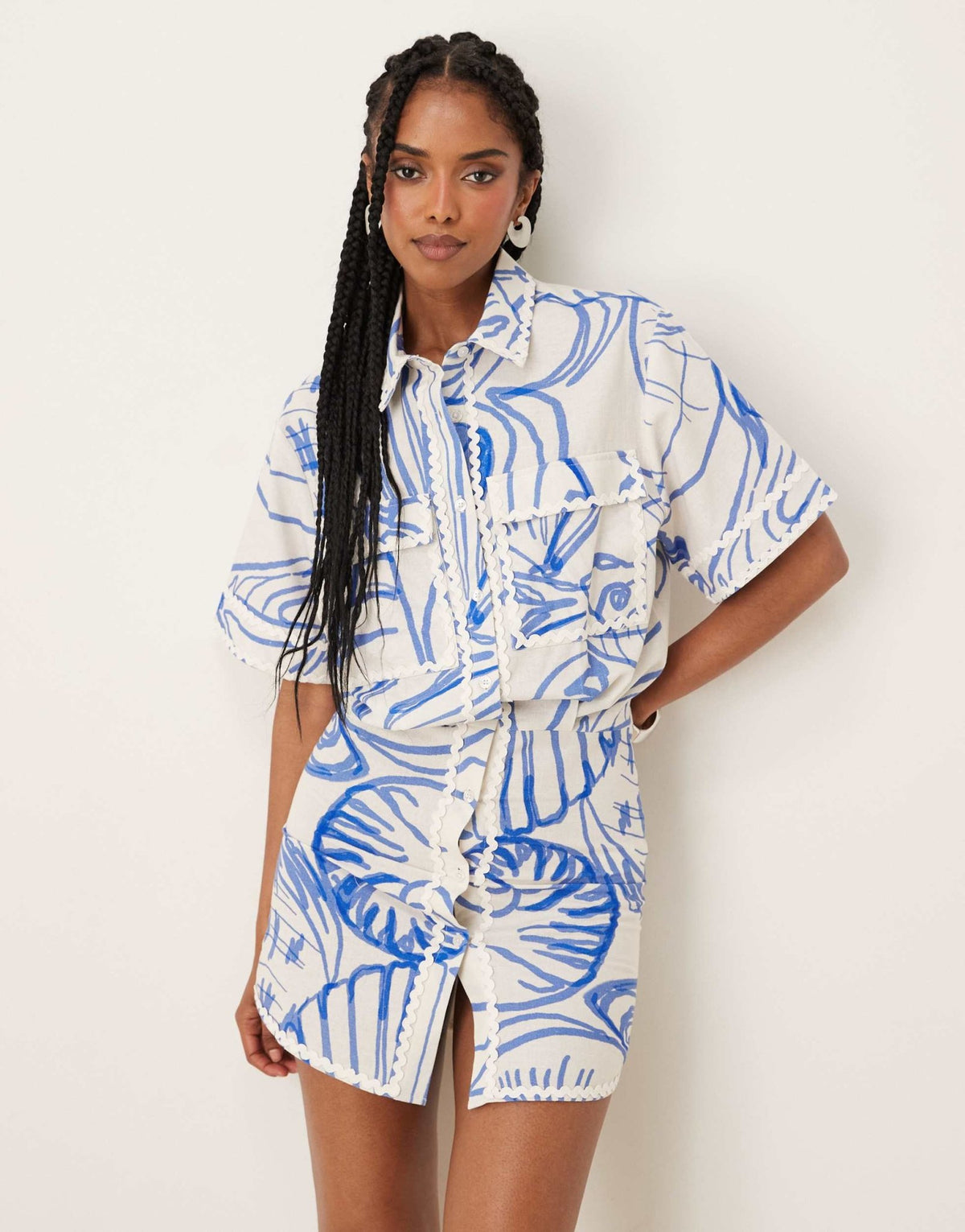ASOS DESIGN shirt mini dress with oversized pockets in print - ASOS Sample Sale