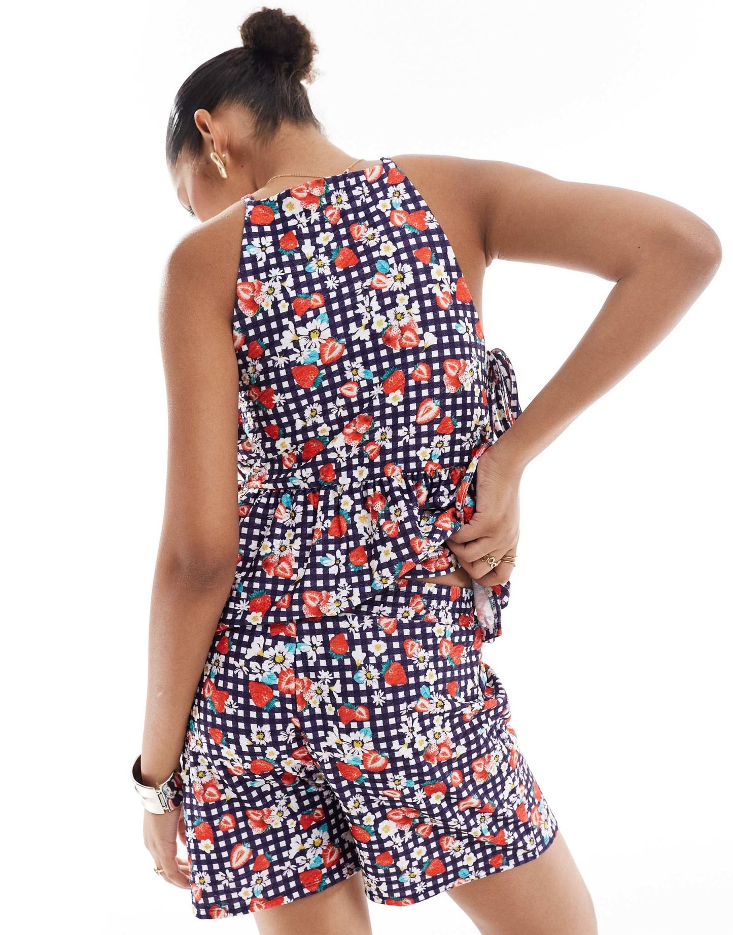 ASOS DESIGN short co - ord in strawberry gingham print - ASOS Sample Sale
