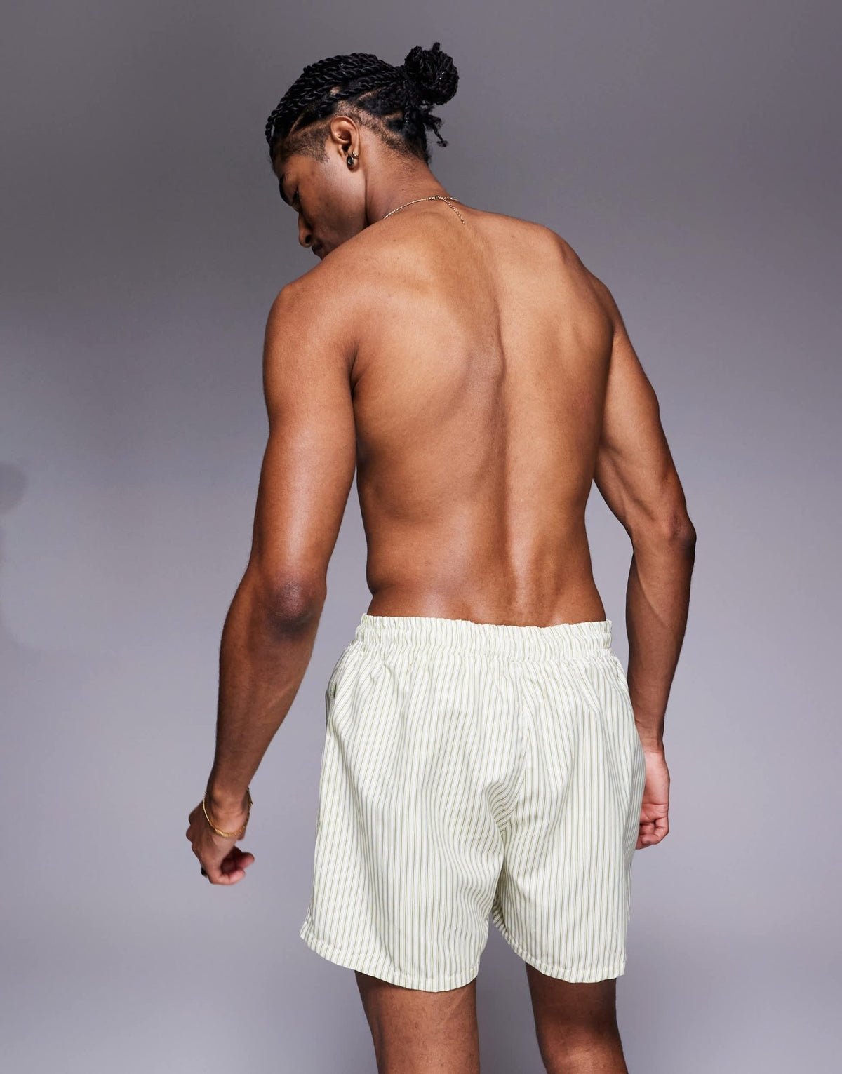 ASOS DESIGN short length swim short in cream stripe - ASOS Sample Sale