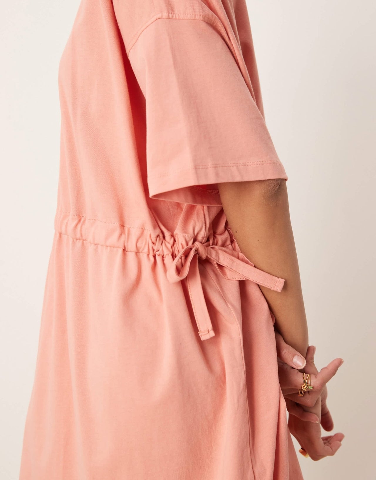 ASOS DESIGN short sleeve mini dress with channel waist in terracotta - ASOS Sample Sale