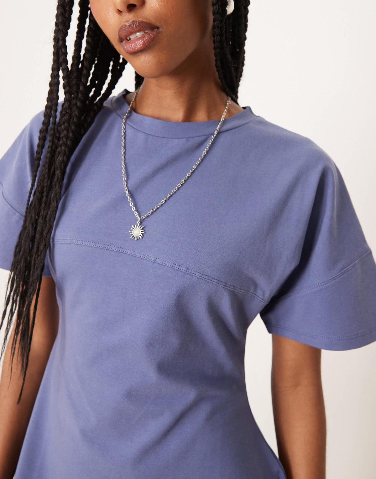 ASOS DESIGN short sleeve seam detail fitted mini dress in blue - ASOS Sample Sale