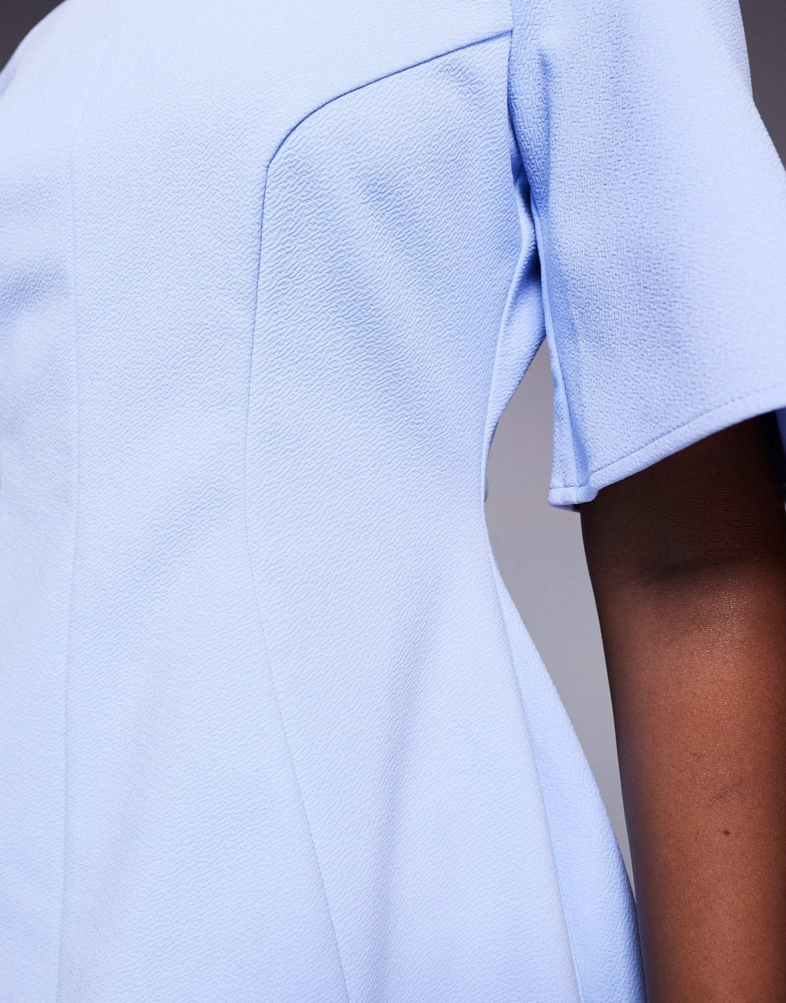 ASOS DESIGN short sleeve seamed dome skirt mini dress in light blue - ASOS Sample Sale