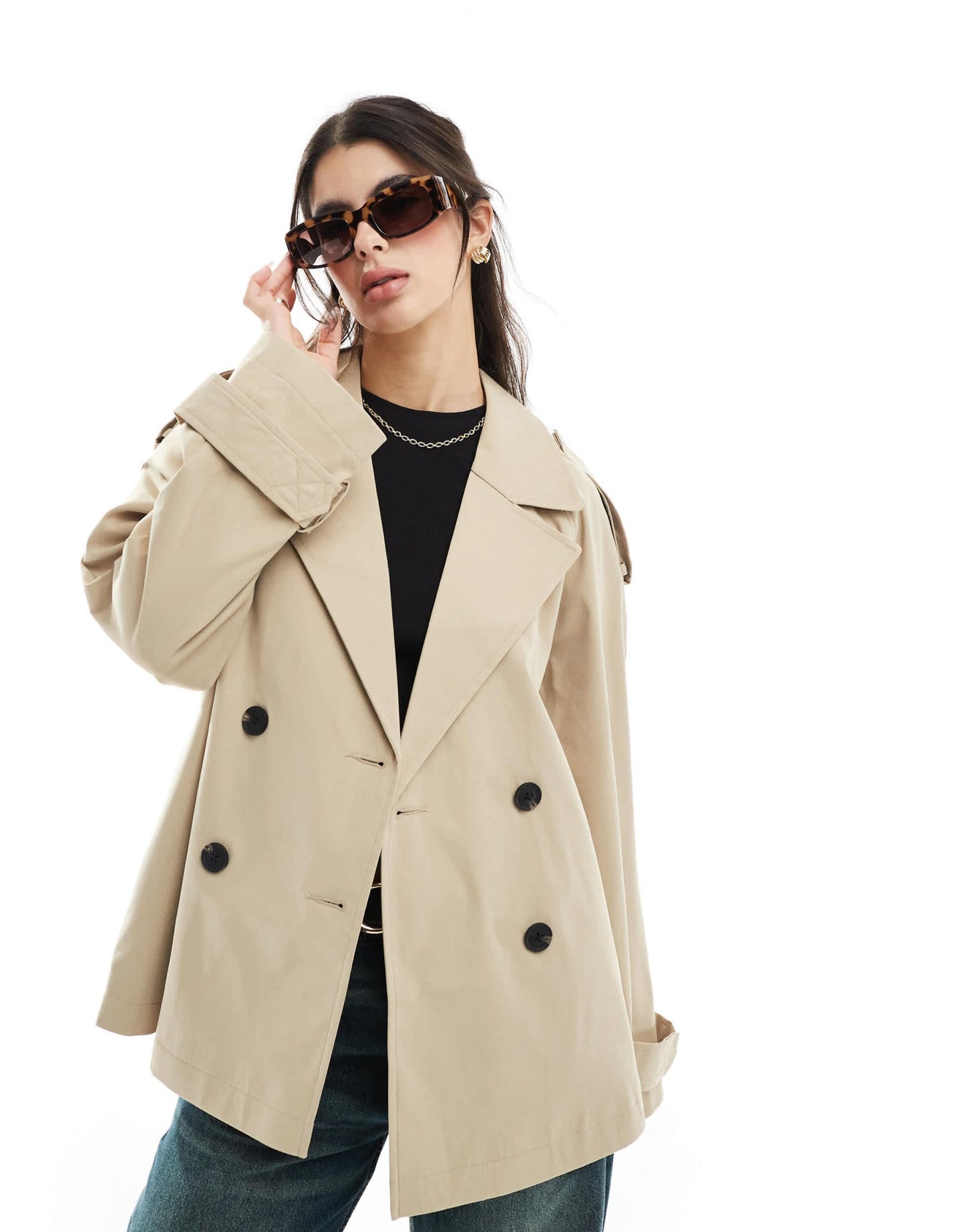 ASOS DESIGN short trench coat in stone - ASOS Sample Sale