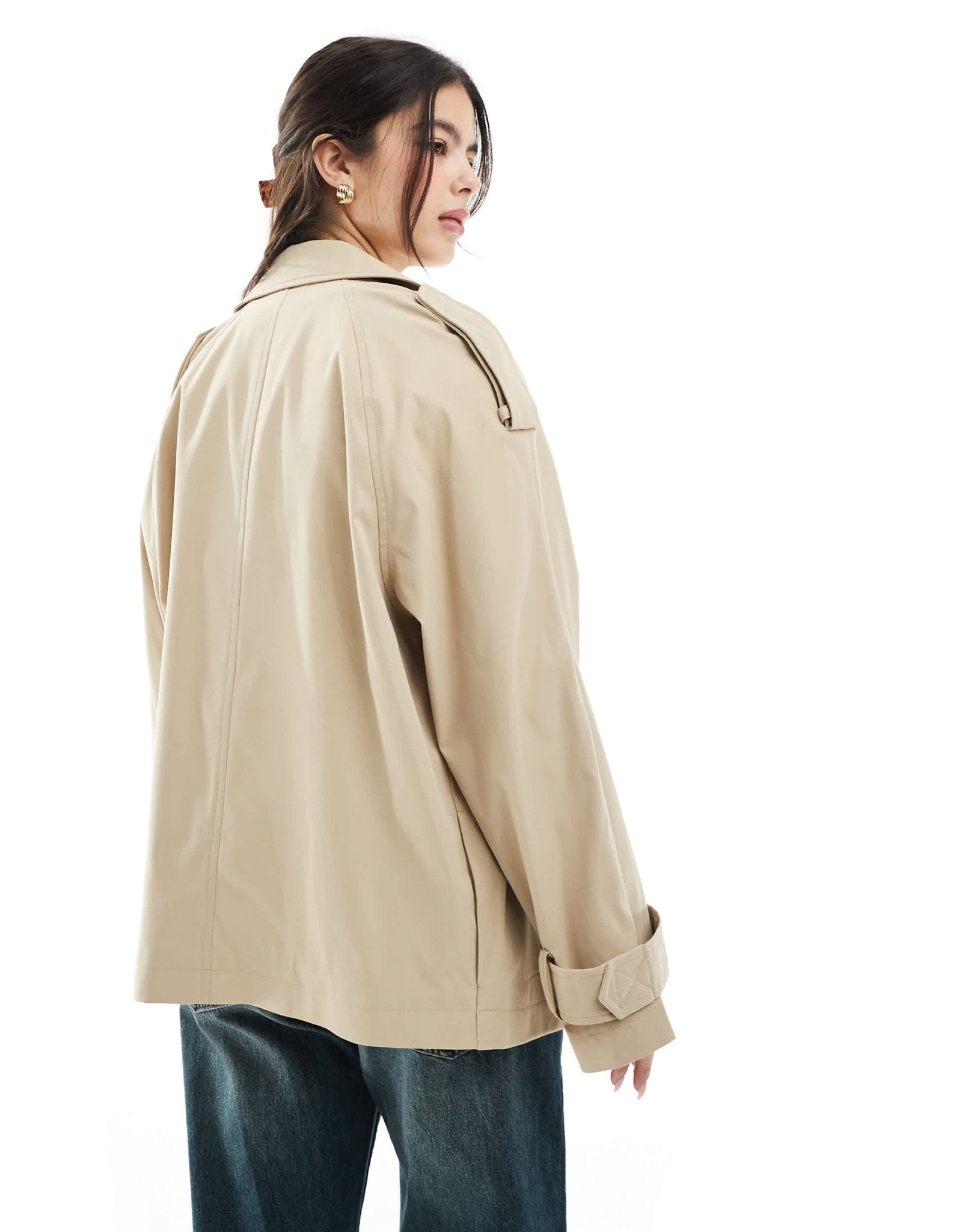 ASOS DESIGN short trench coat in stone - ASOS Sample Sale