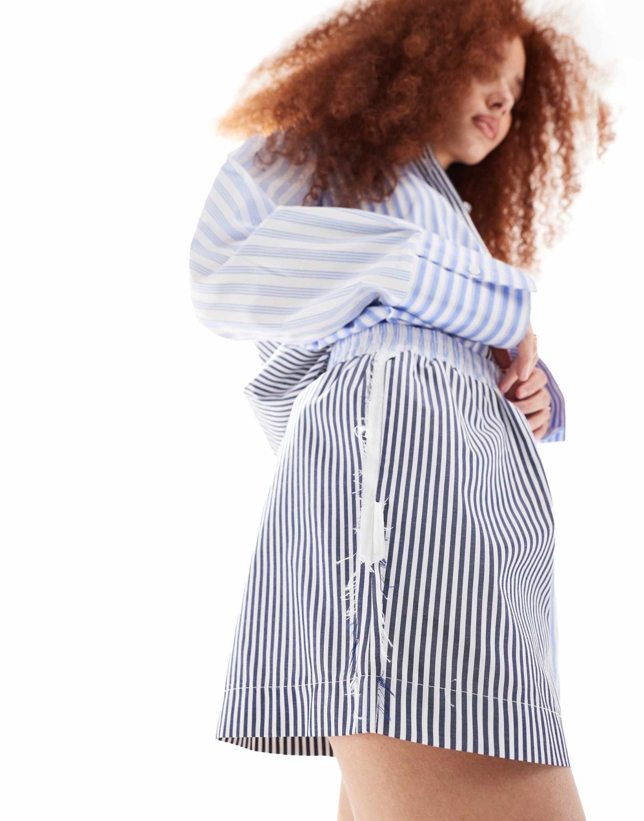 ASOS DESIGN short with raw edge pocket details in stripe - ASOS Sample Sale
