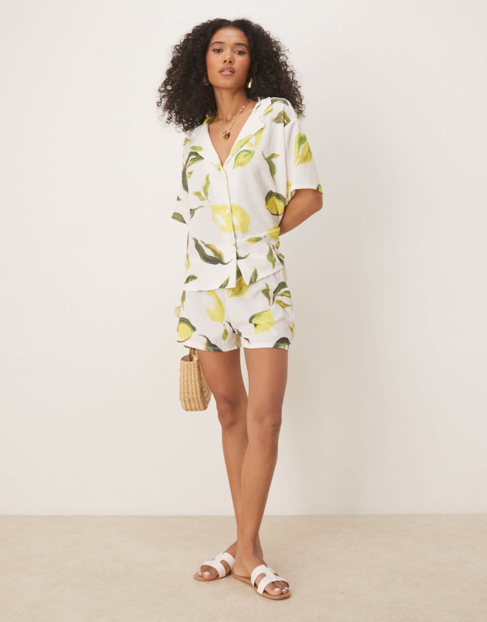 ASOS DESIGN shorts co-ord in lemon print - ASOS Sample Sale