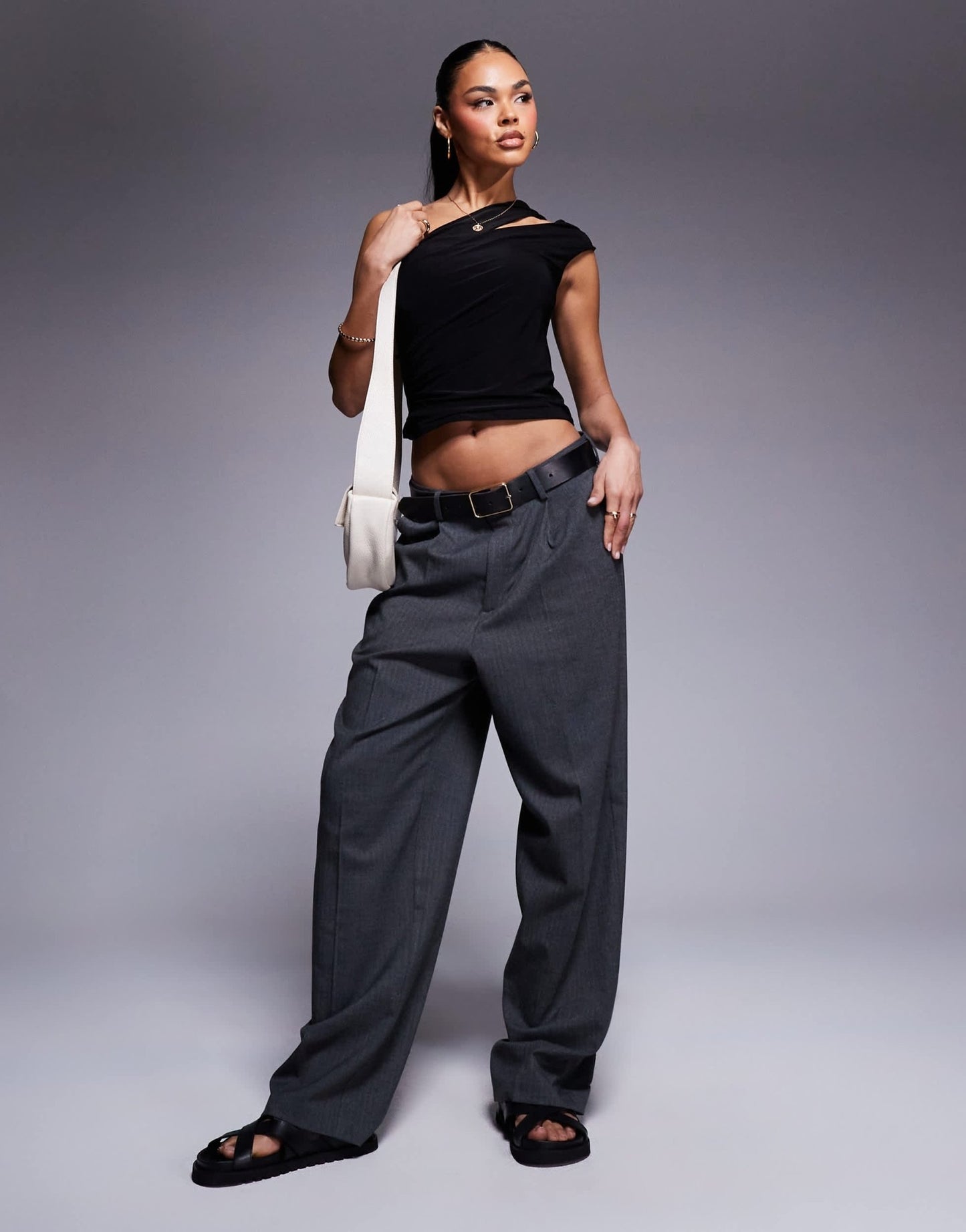ASOS DESIGN shoulder cut out ruched top in black - ASOS Sample Sale