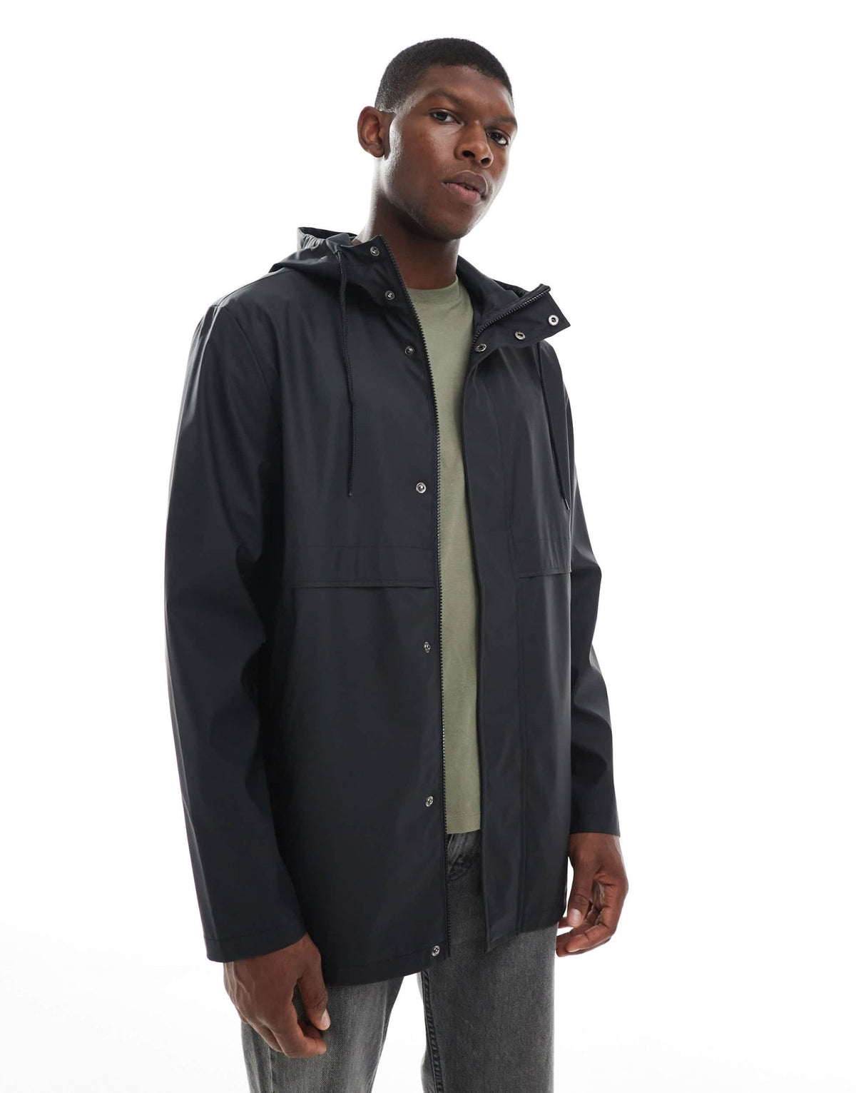 ASOS DESIGN shower resistant rain jacket in black - ASOS Sample Sale