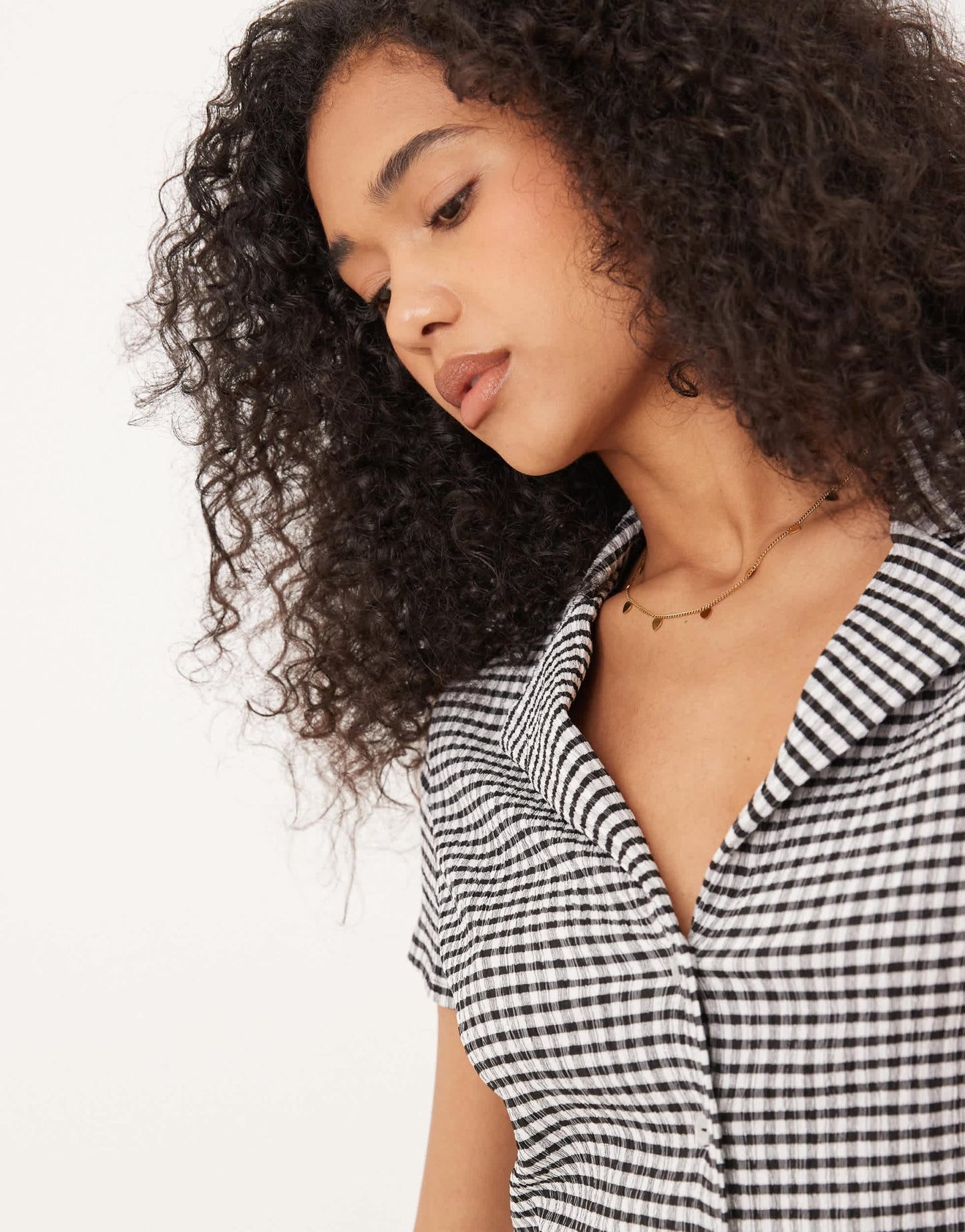 ASOS DESIGN shrunken revere collar shirt co - ord in mono gingham - ASOS Sample Sale